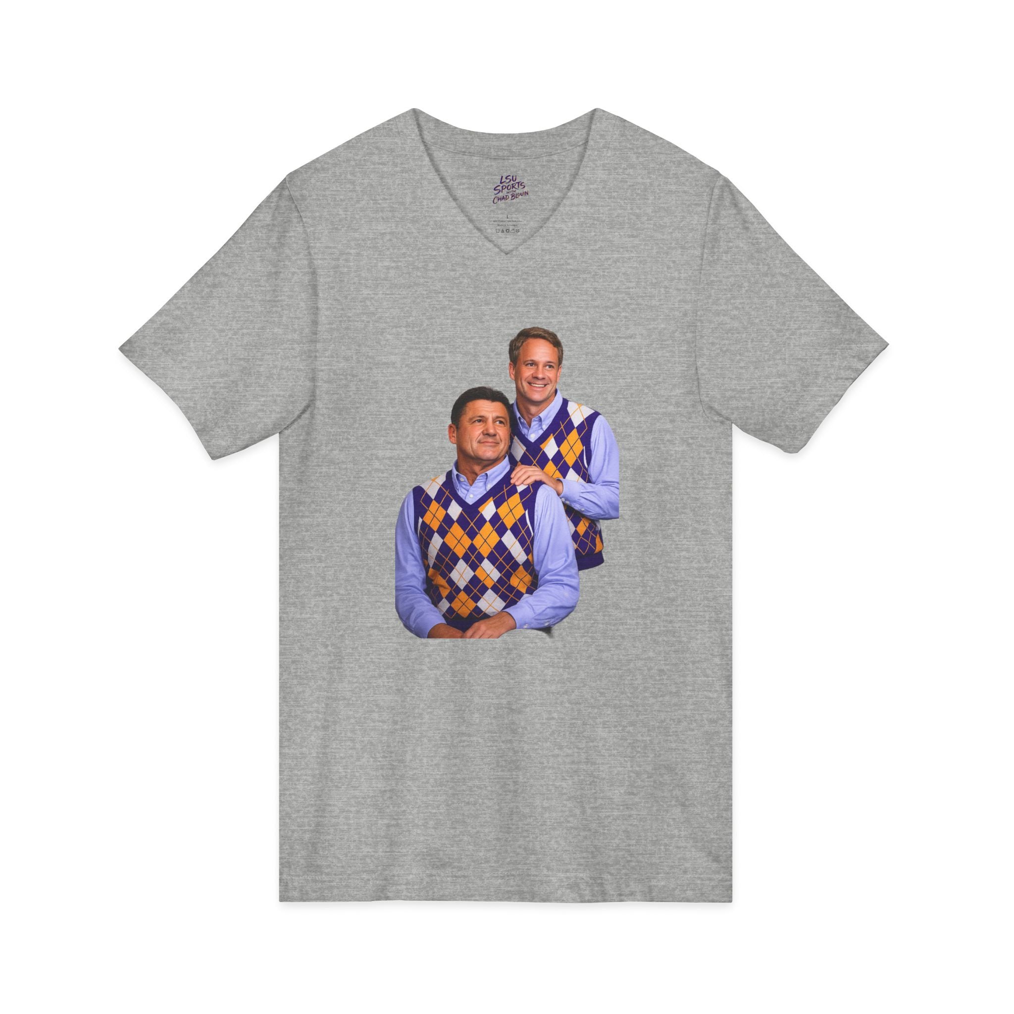 LSU Sports V-Neck Tee — "LSU Sports with Chad Blouin" Fan Shirt