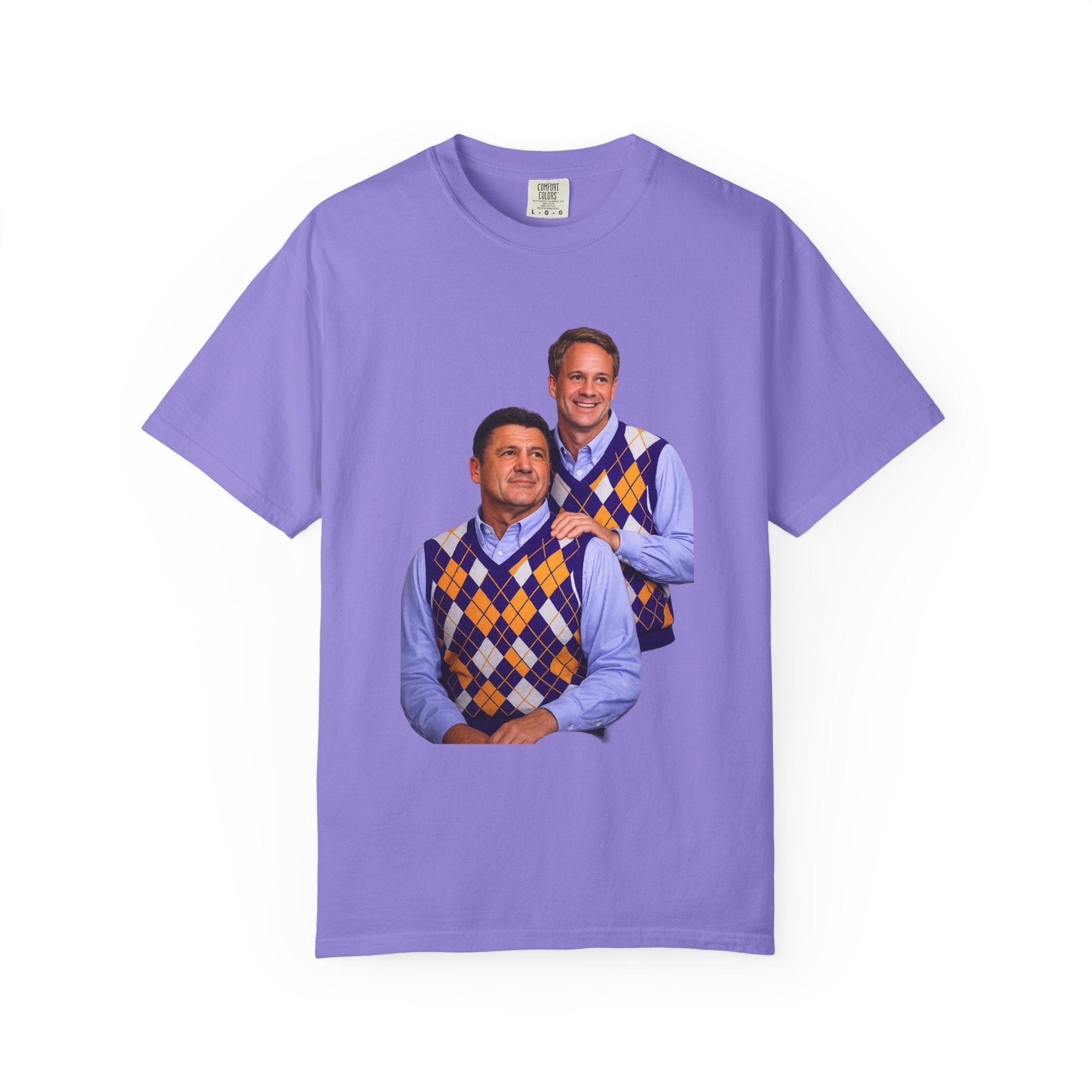 Funny Matching Argyle Portrait T-Shirt — Retro Twin Sweater Vest Photo Tee