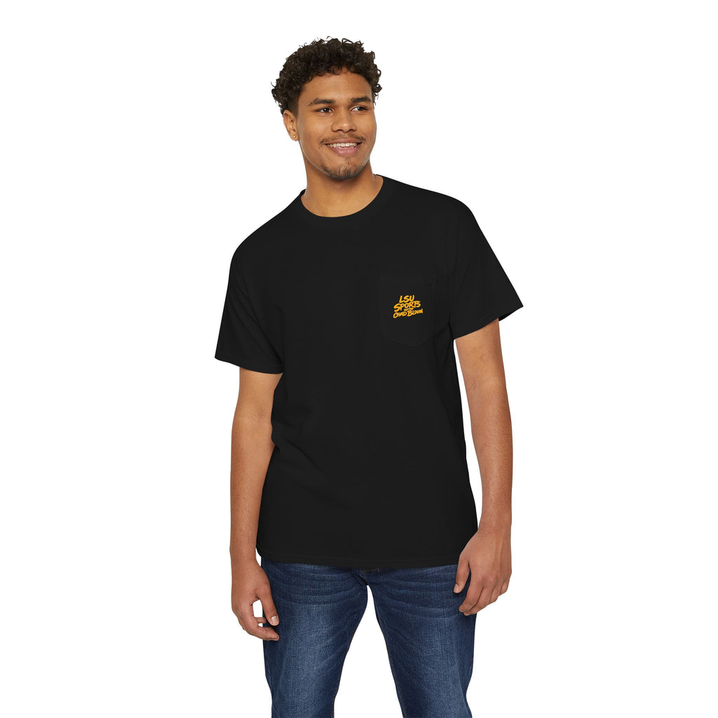 Pocket Graphic Tee — Small Yellow Lion Pocket Print