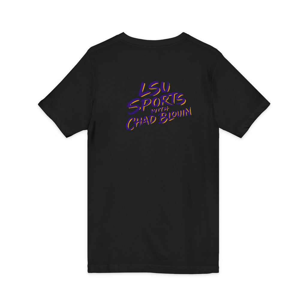 LSU Sports V-Neck Tee — "LSU Sports with Chad Blouin" Fan Shirt