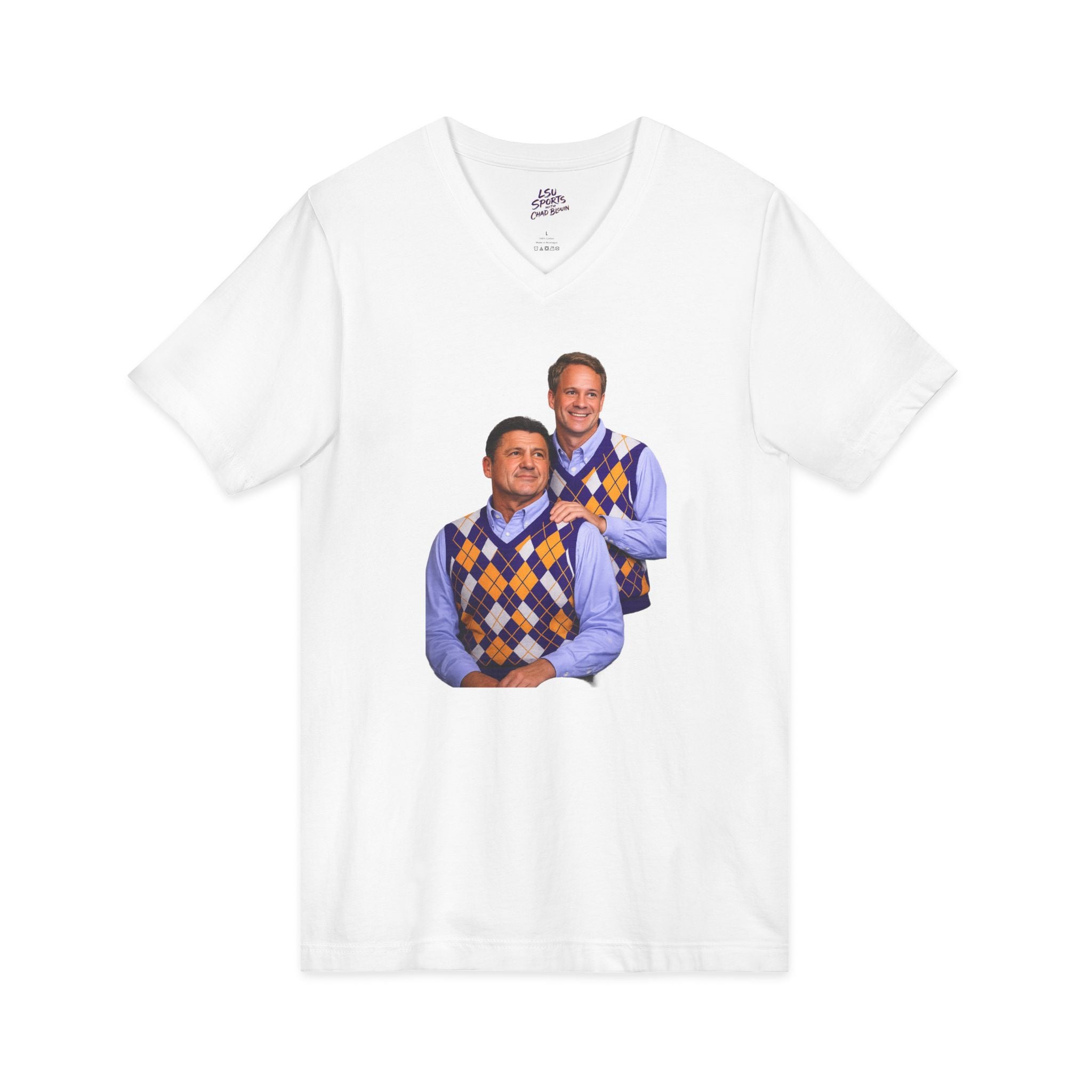 LSU Sports V-Neck Tee — "LSU Sports with Chad Blouin" Fan Shirt