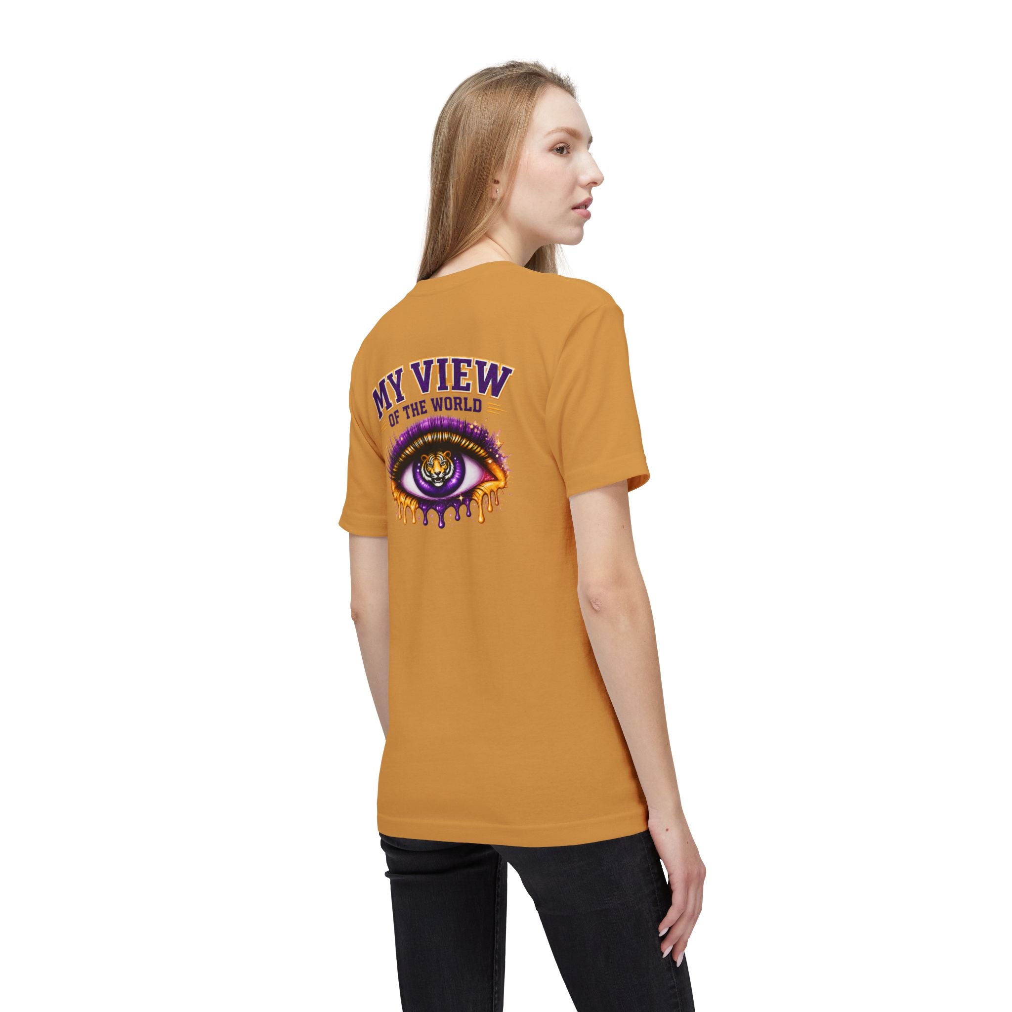 My View of the World LSU Inspired Shirt | Purple & Gold Tiger Eye Graphic Tee | Louisiana Football Fan Shirt | Game Day Back Print