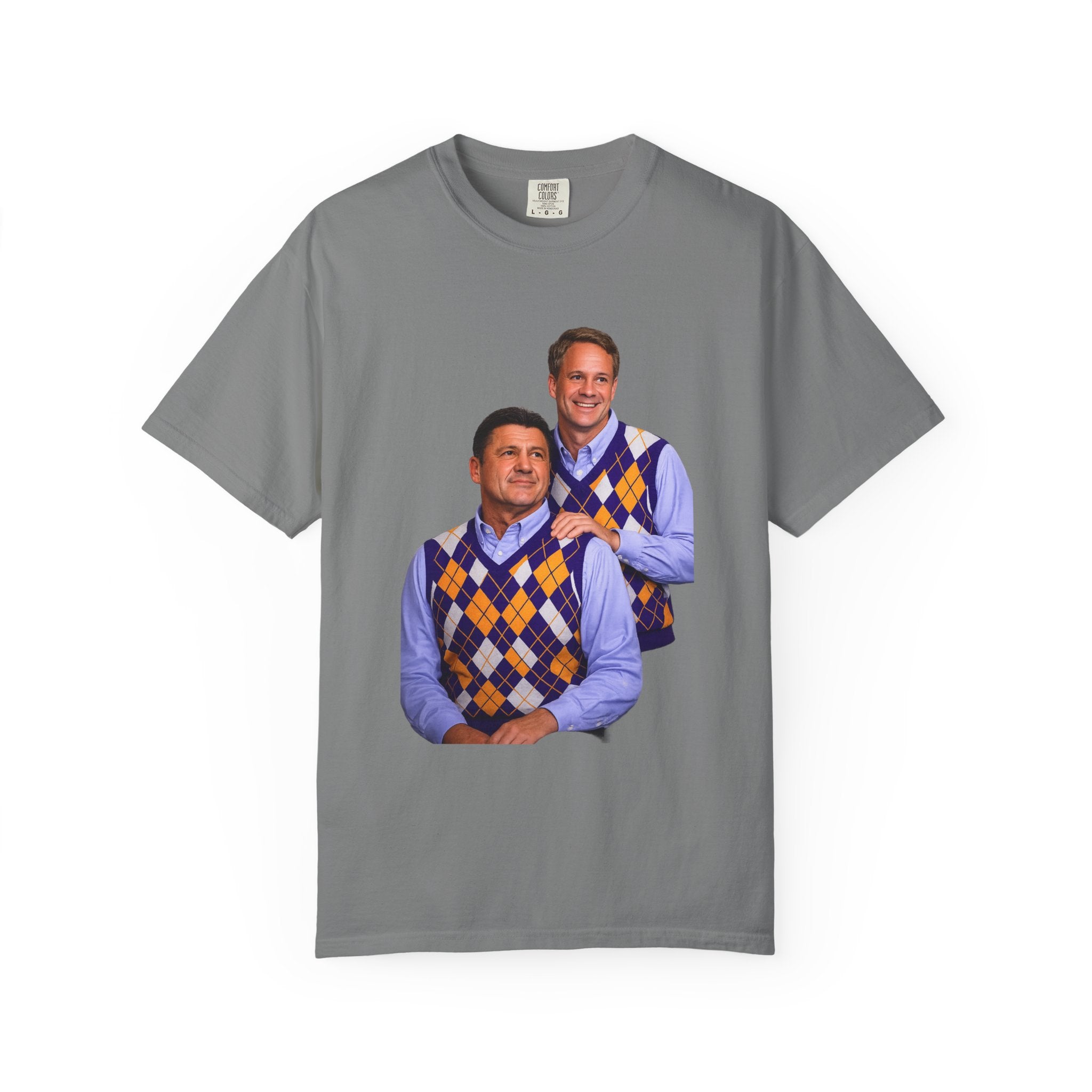 Funny Matching Argyle Portrait T-Shirt — Retro Twin Sweater Vest Photo Tee