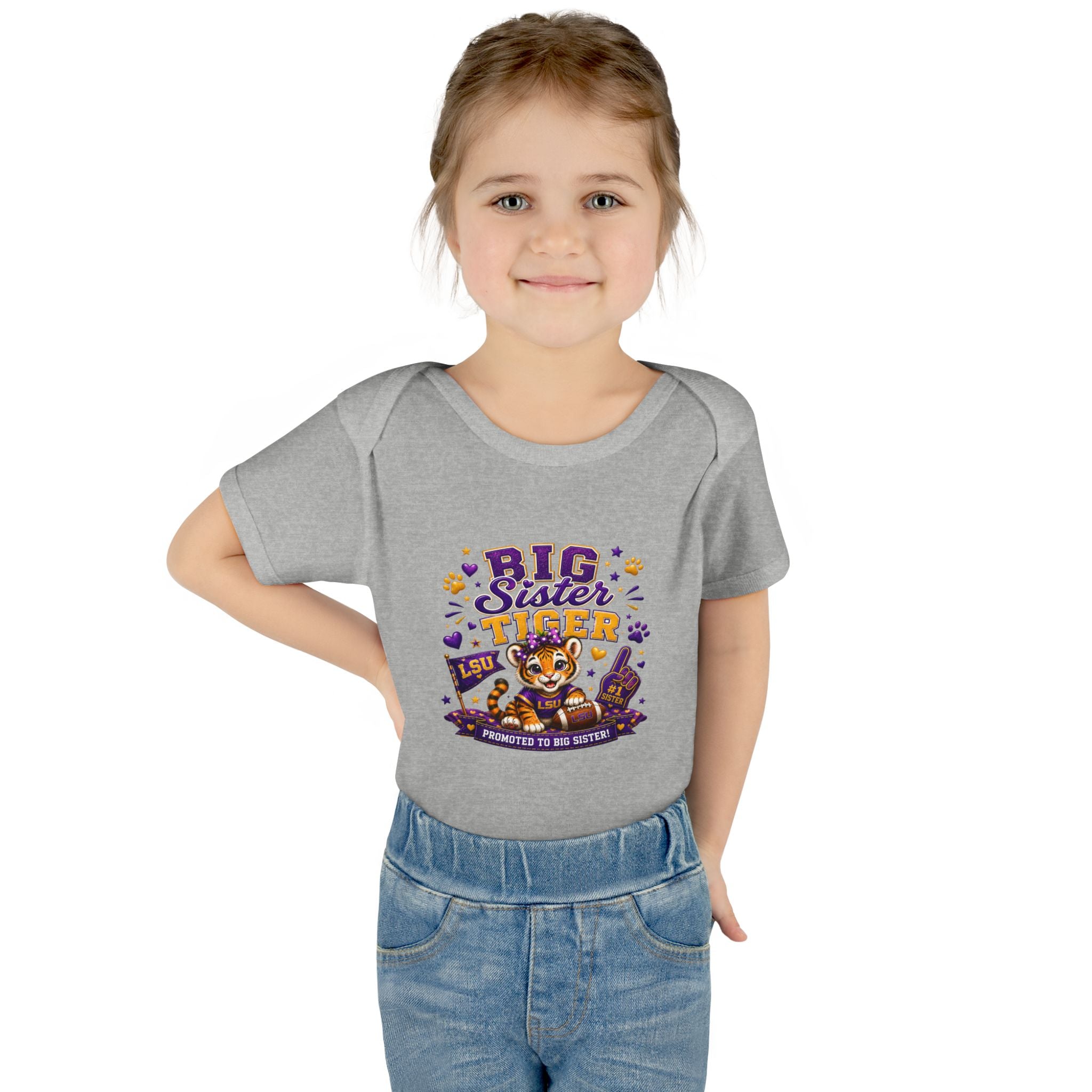 Big Sister Tiger Infant Bodysuit — LSU Inspired Baby Announcement