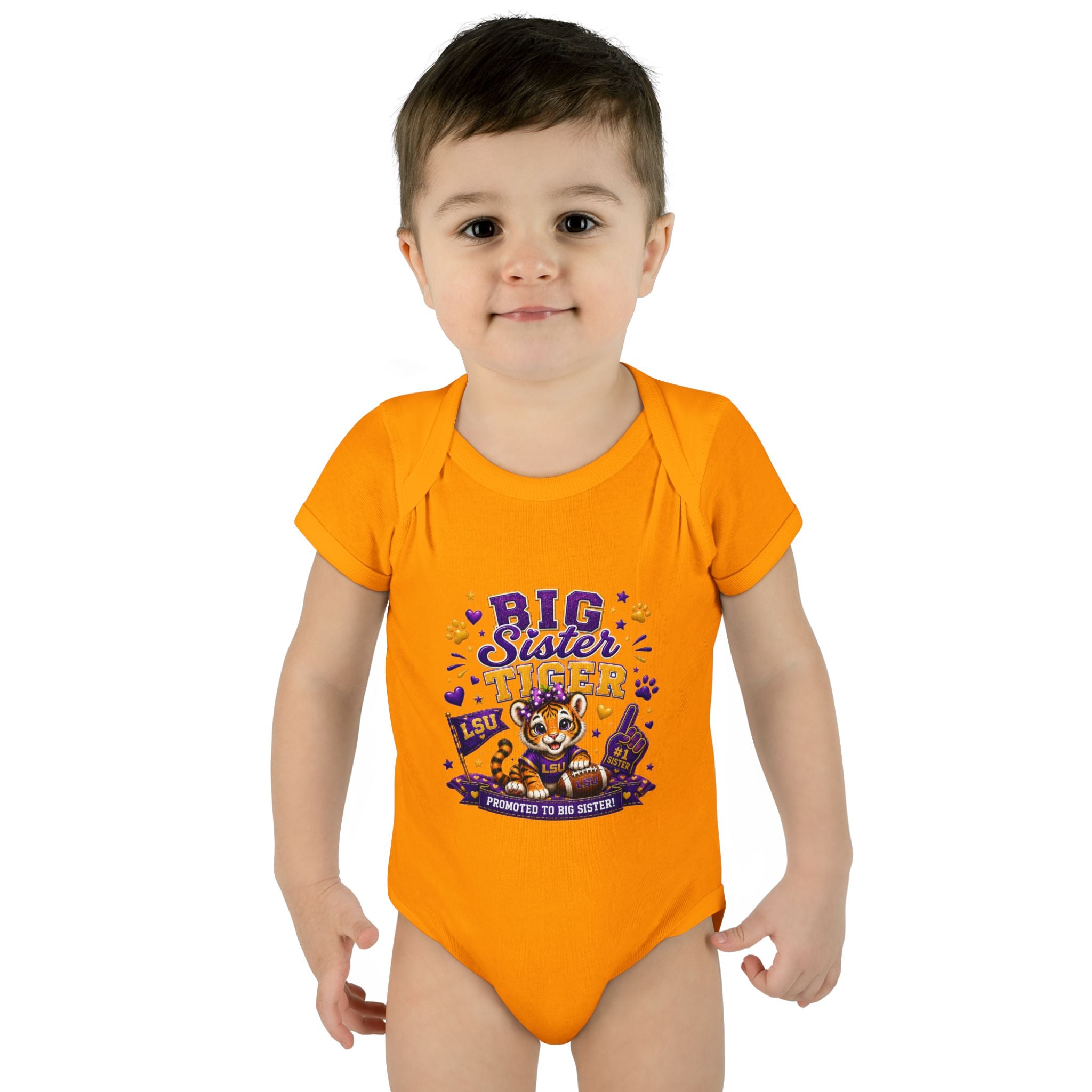 Big Sister Tiger Infant Bodysuit — LSU Inspired Baby Announcement