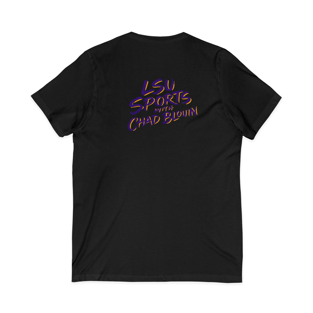 LSU Sports V-Neck Tee — "LSU Sports with Chad Blouin" Fan Shirt