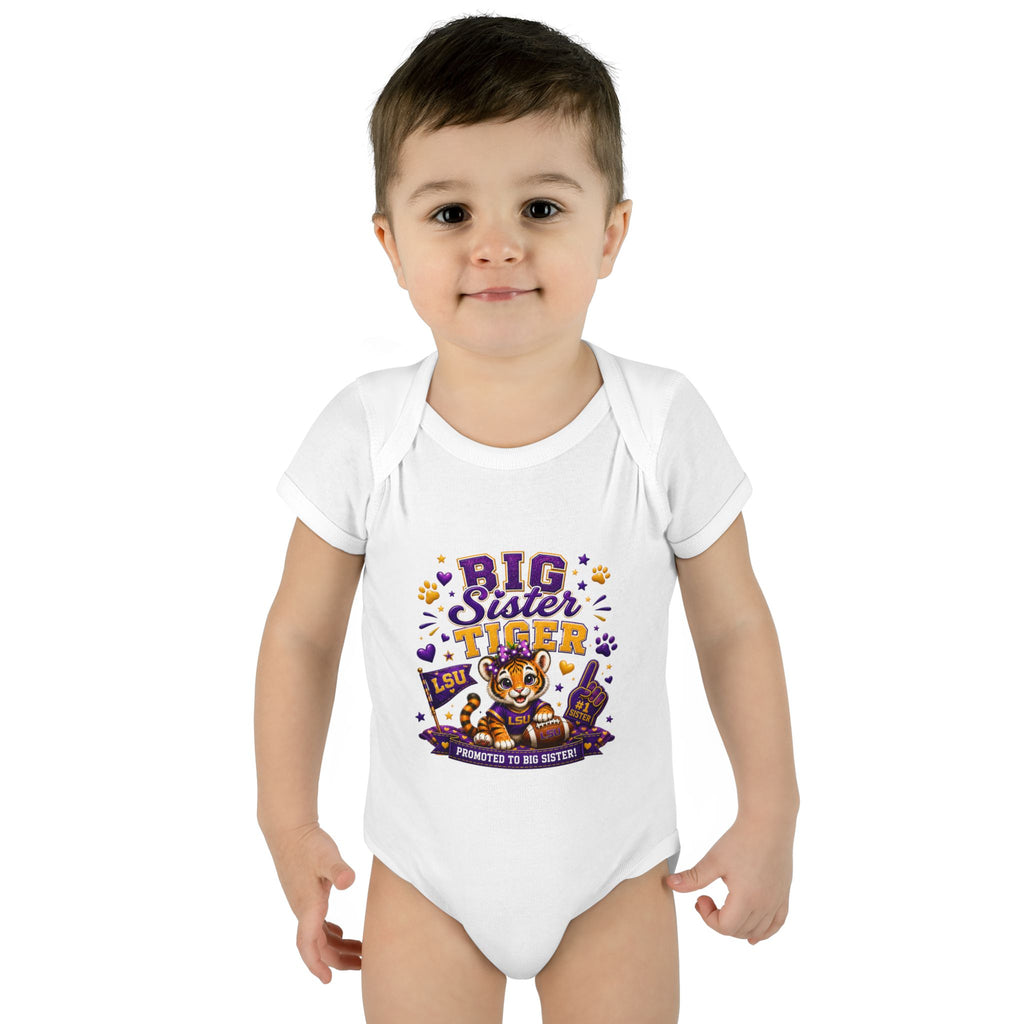 Big Sister Tiger Infant Bodysuit — LSU Inspired Baby Announcement