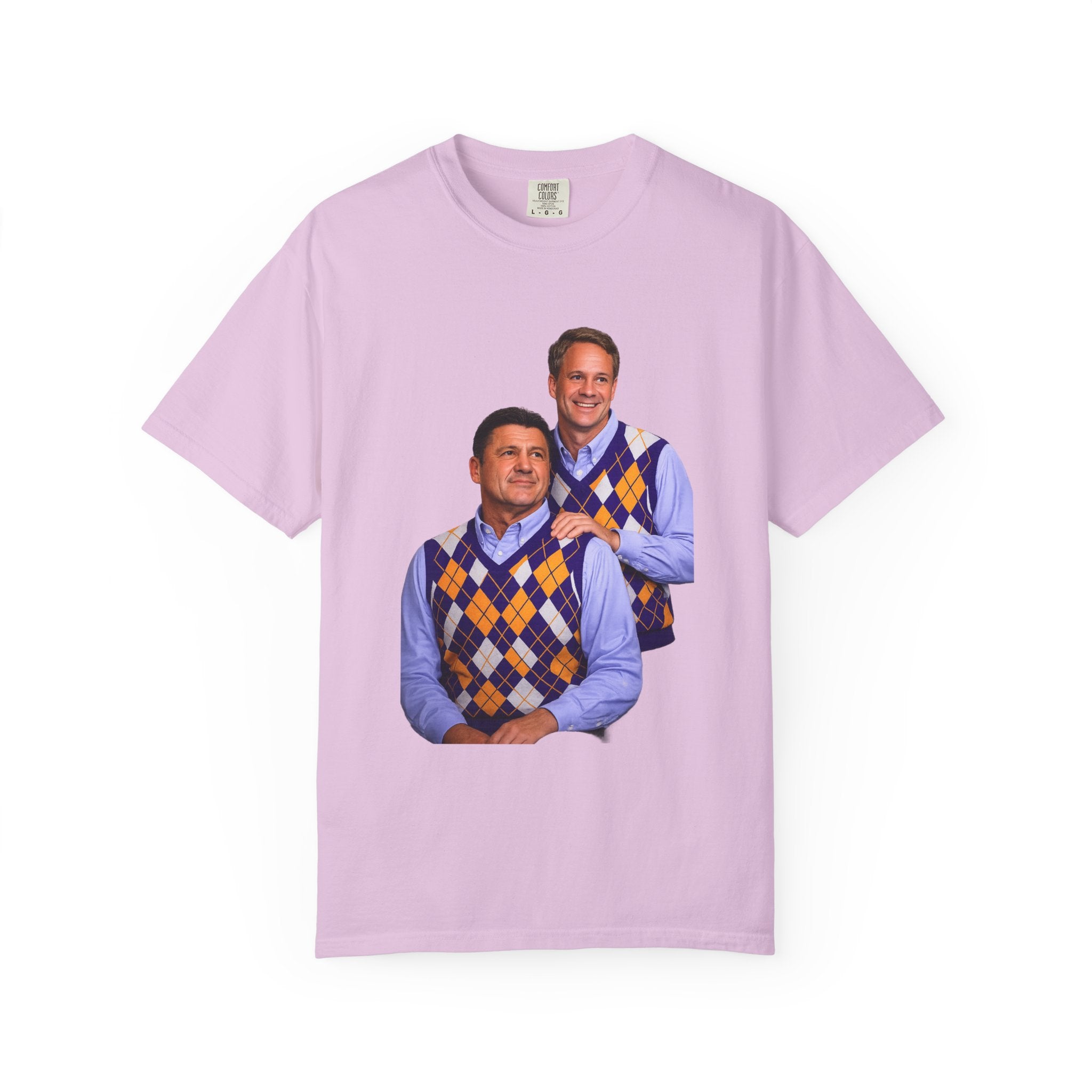 Funny Matching Argyle Portrait T-Shirt — Retro Twin Sweater Vest Photo Tee