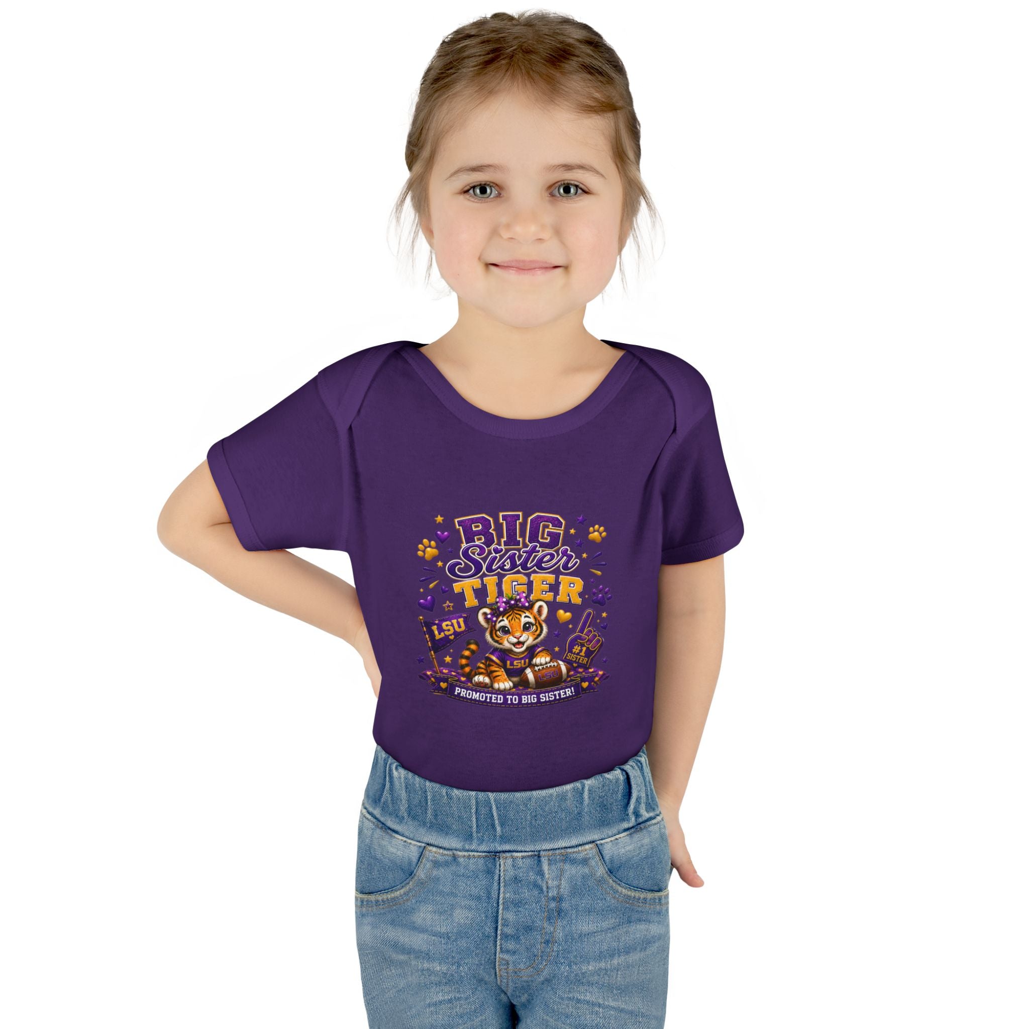 Big Sister Tiger Infant Bodysuit — LSU Inspired Baby Announcement