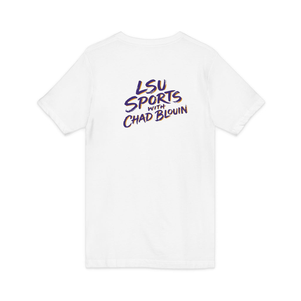 LSU Sports V-Neck Tee — "LSU Sports with Chad Blouin" Fan Shirt