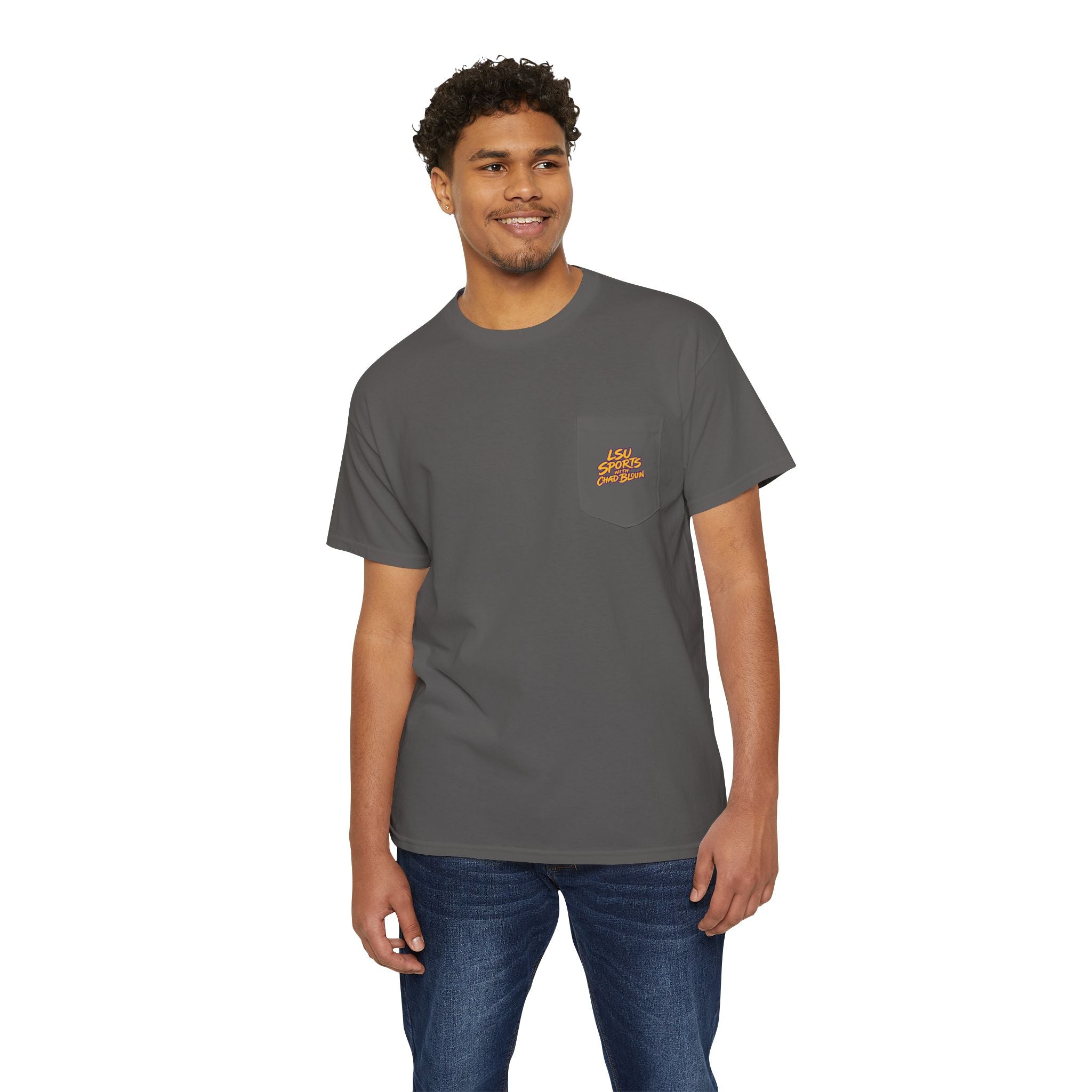 Pocket Graphic Tee — Small Yellow Lion Pocket Print