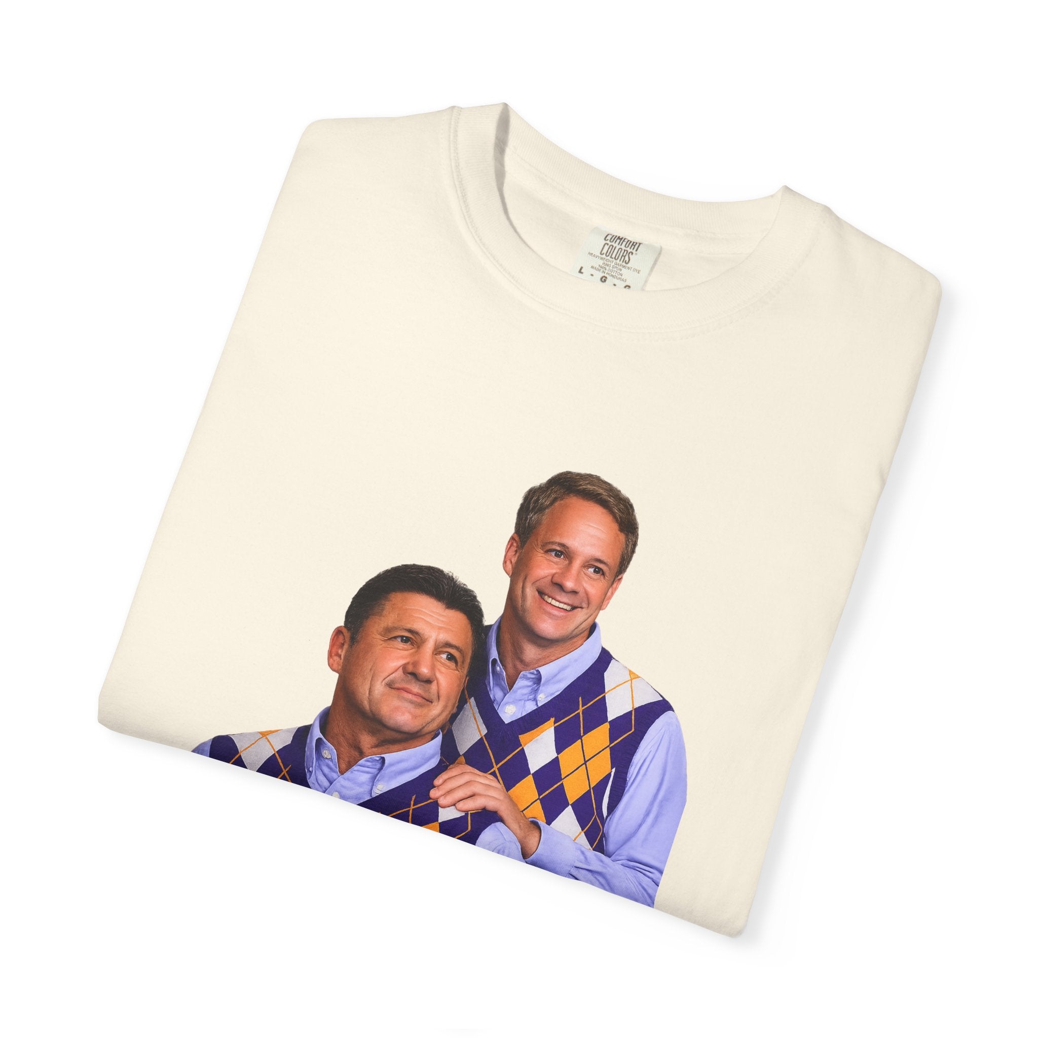 Funny Matching Argyle Portrait T-Shirt — Retro Twin Sweater Vest Photo Tee