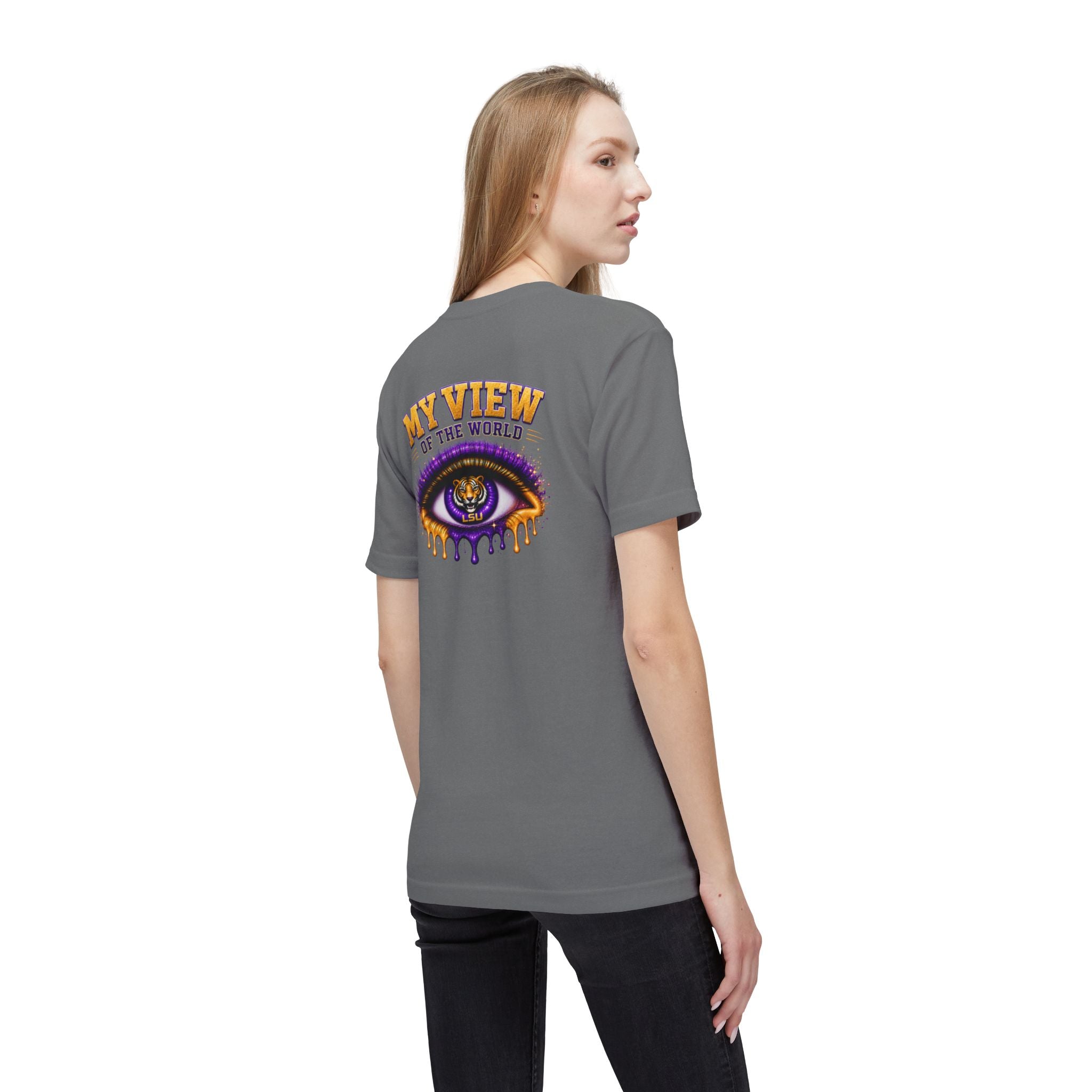 Copy of My View of the World LSU Inspired Shirt | Purple & Gold Tiger Eye Graphic Tee | Louisiana Football Fan Shirt | Game Day Back Print