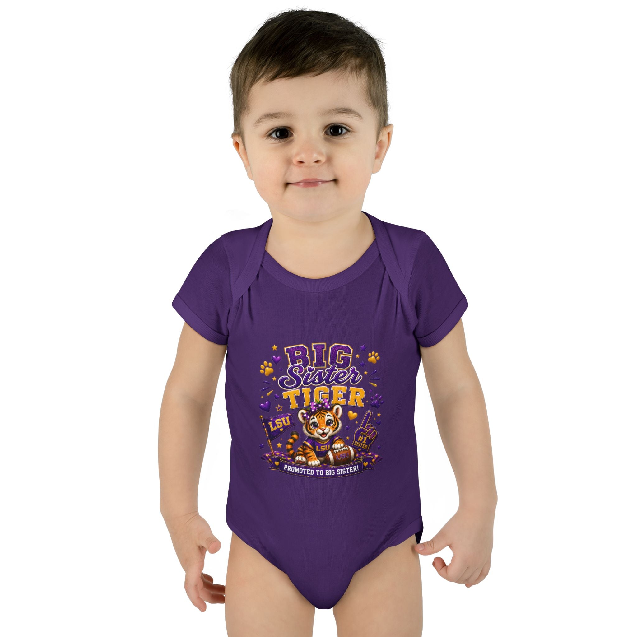 Big Sister Tiger Infant Bodysuit — LSU Inspired Baby Announcement