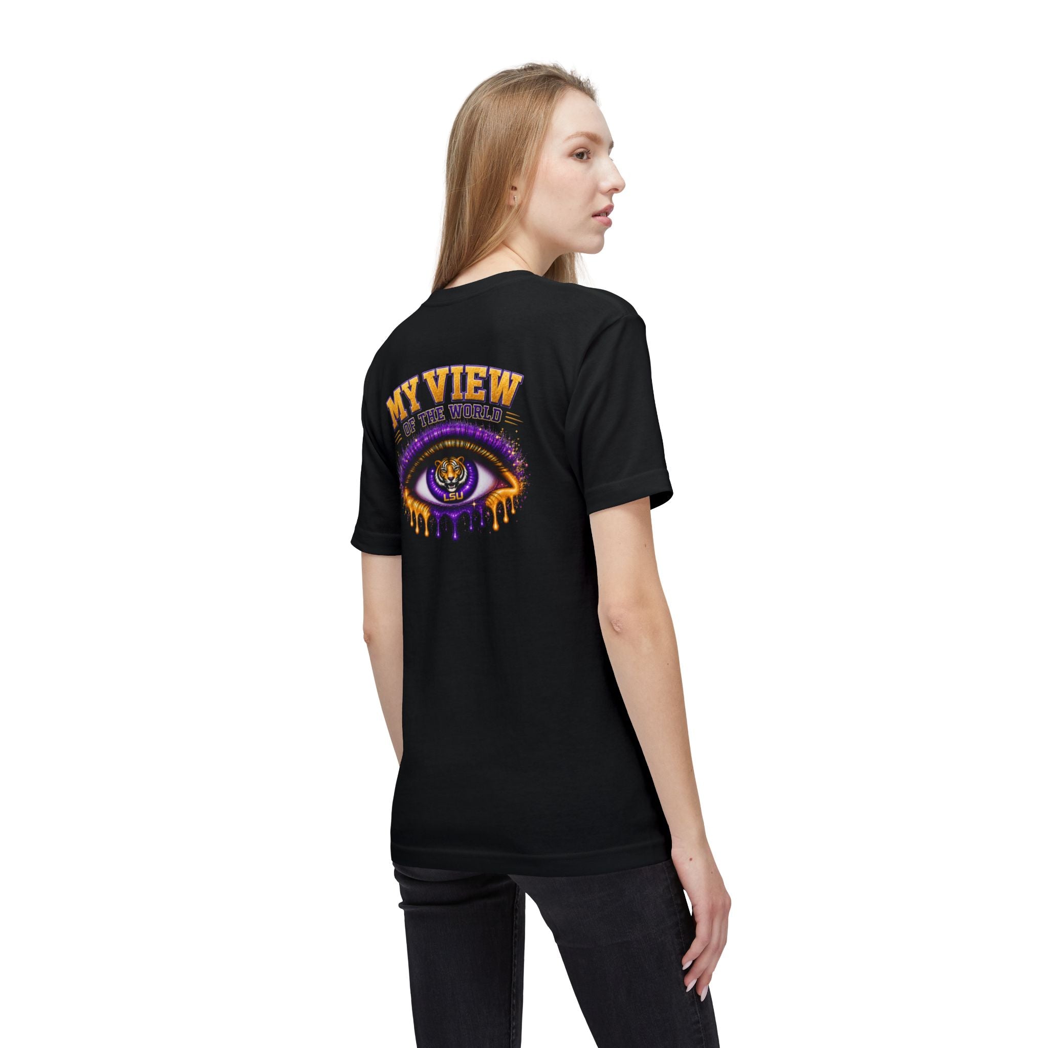 Copy of My View of the World LSU Inspired Shirt | Purple & Gold Tiger Eye Graphic Tee | Louisiana Football Fan Shirt | Game Day Back Print