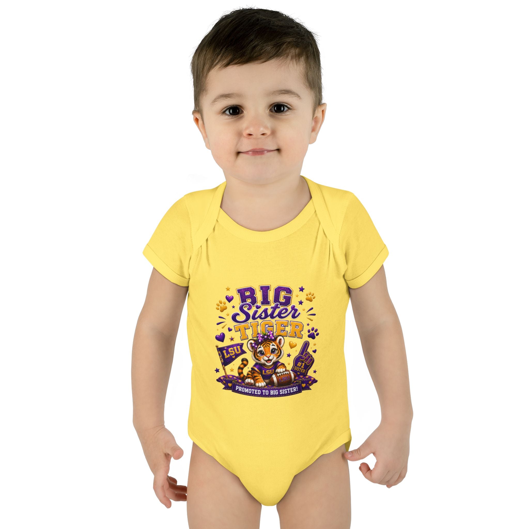 Big Sister Tiger Infant Bodysuit — LSU Inspired Baby Announcement