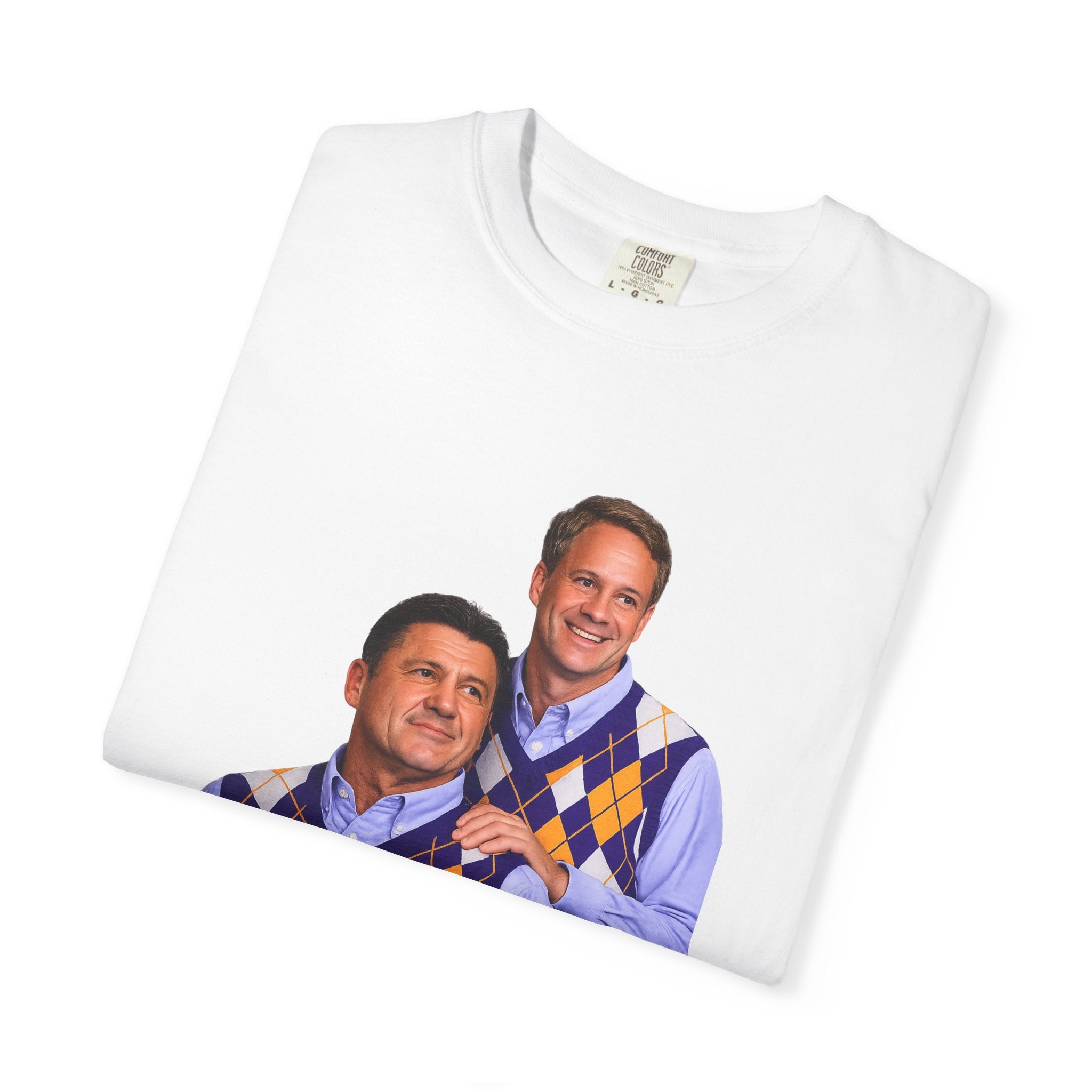 Funny Matching Argyle Portrait T-Shirt — Retro Twin Sweater Vest Photo Tee