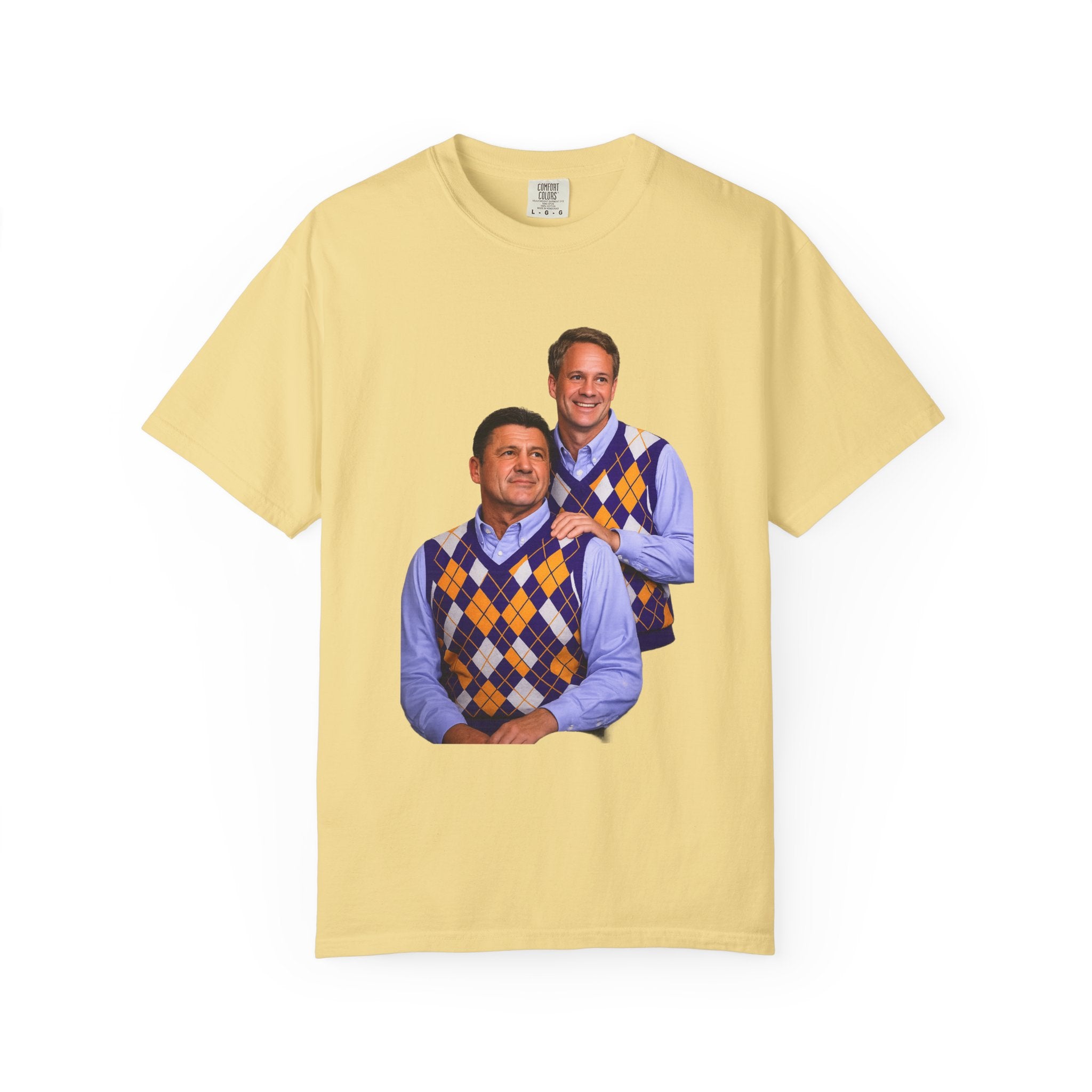 Funny Matching Argyle Portrait T-Shirt — Retro Twin Sweater Vest Photo Tee