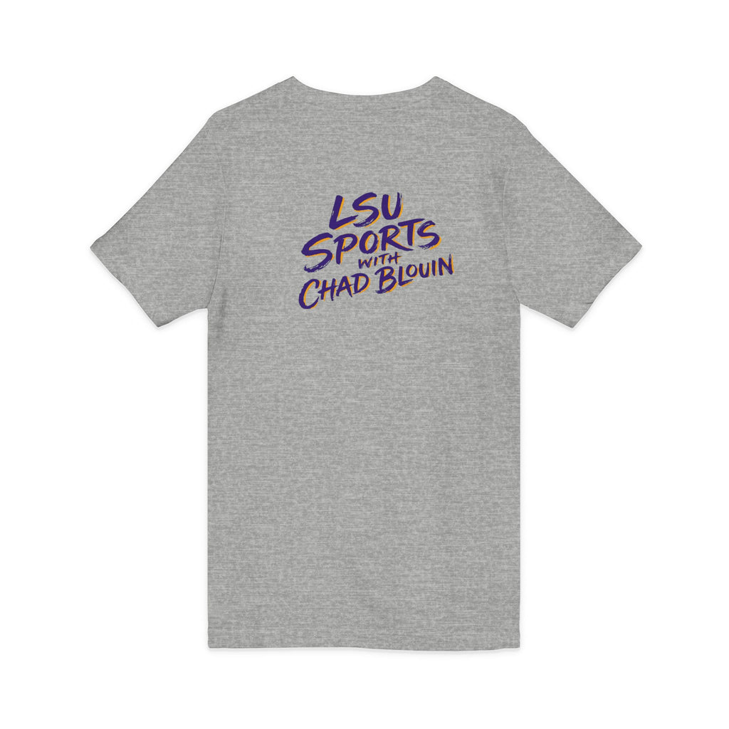 LSU Sports V-Neck Tee — "LSU Sports with Chad Blouin" Fan Shirt