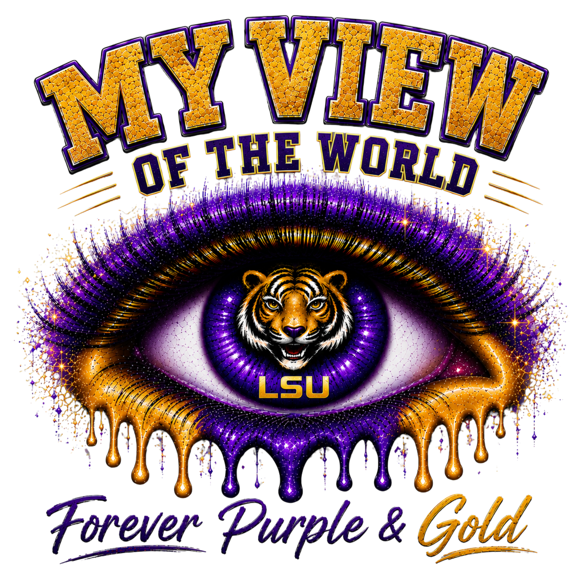 Copy of My View of the World LSU Inspired Shirt | Purple & Gold Tiger Eye Graphic Tee | Louisiana Football Fan Shirt | Game Day Back Print