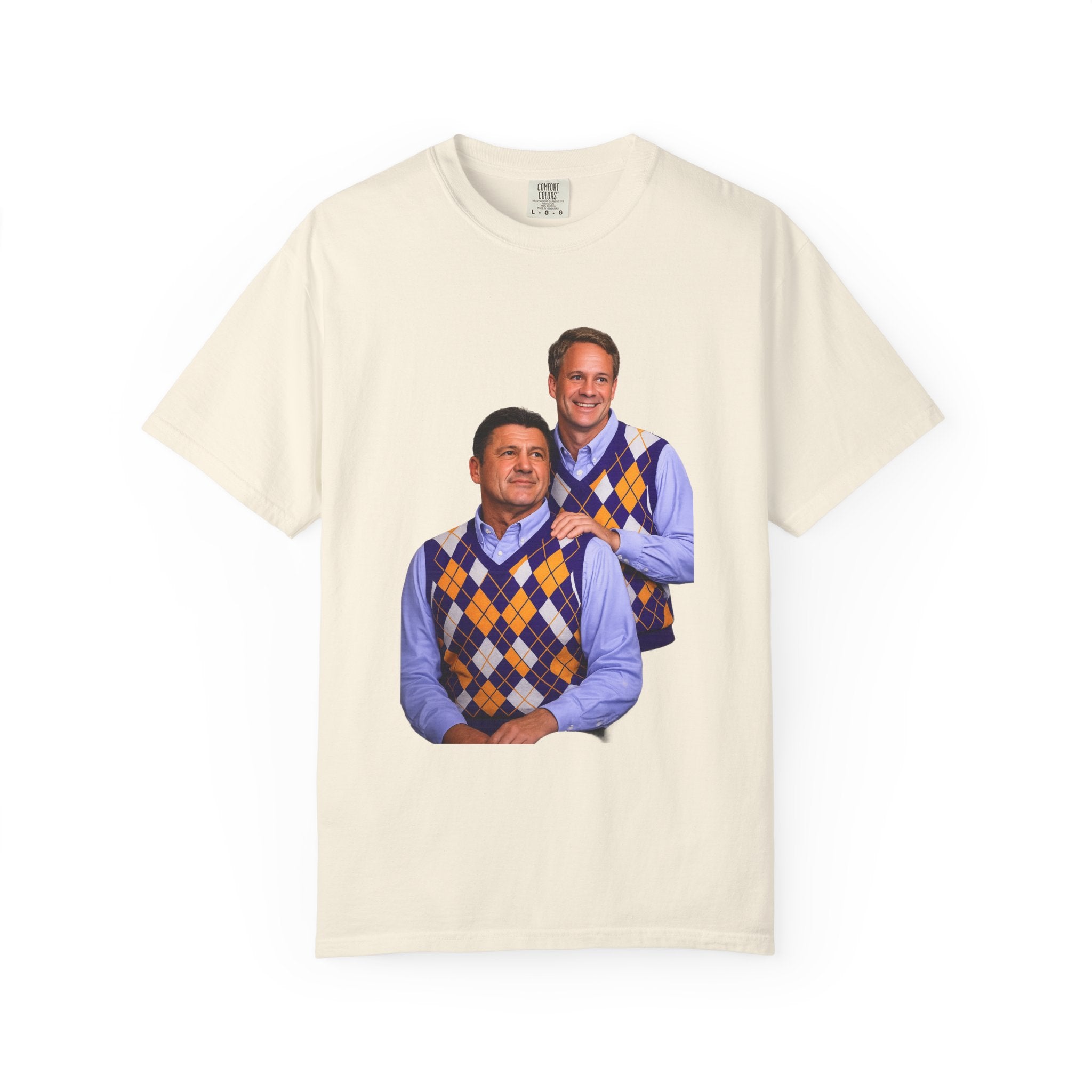 Funny Matching Argyle Portrait T-Shirt — Retro Twin Sweater Vest Photo Tee