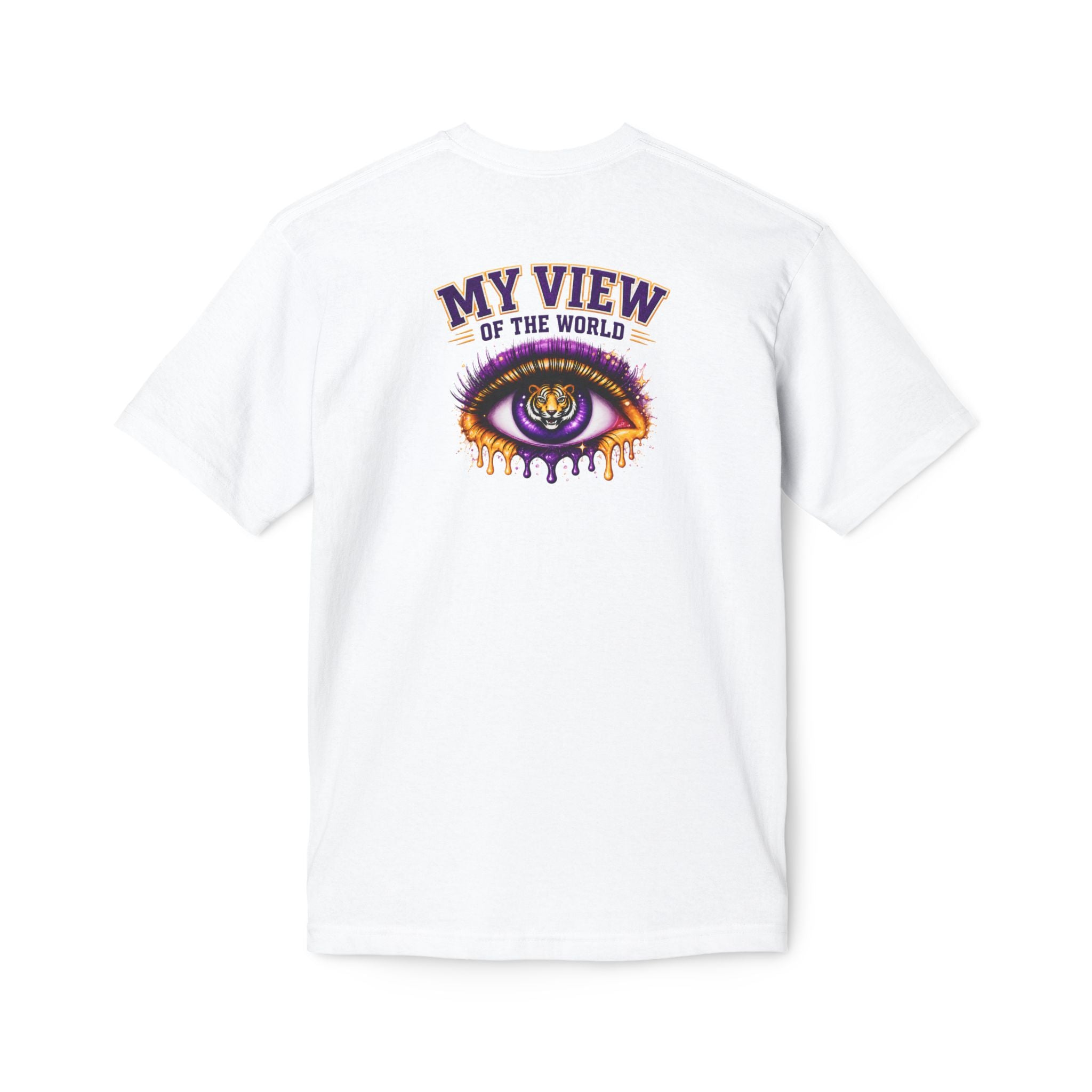 My View of the World LSU Inspired Shirt | Purple & Gold Tiger Eye Graphic Tee | Louisiana Football Fan Shirt | Game Day Back Print