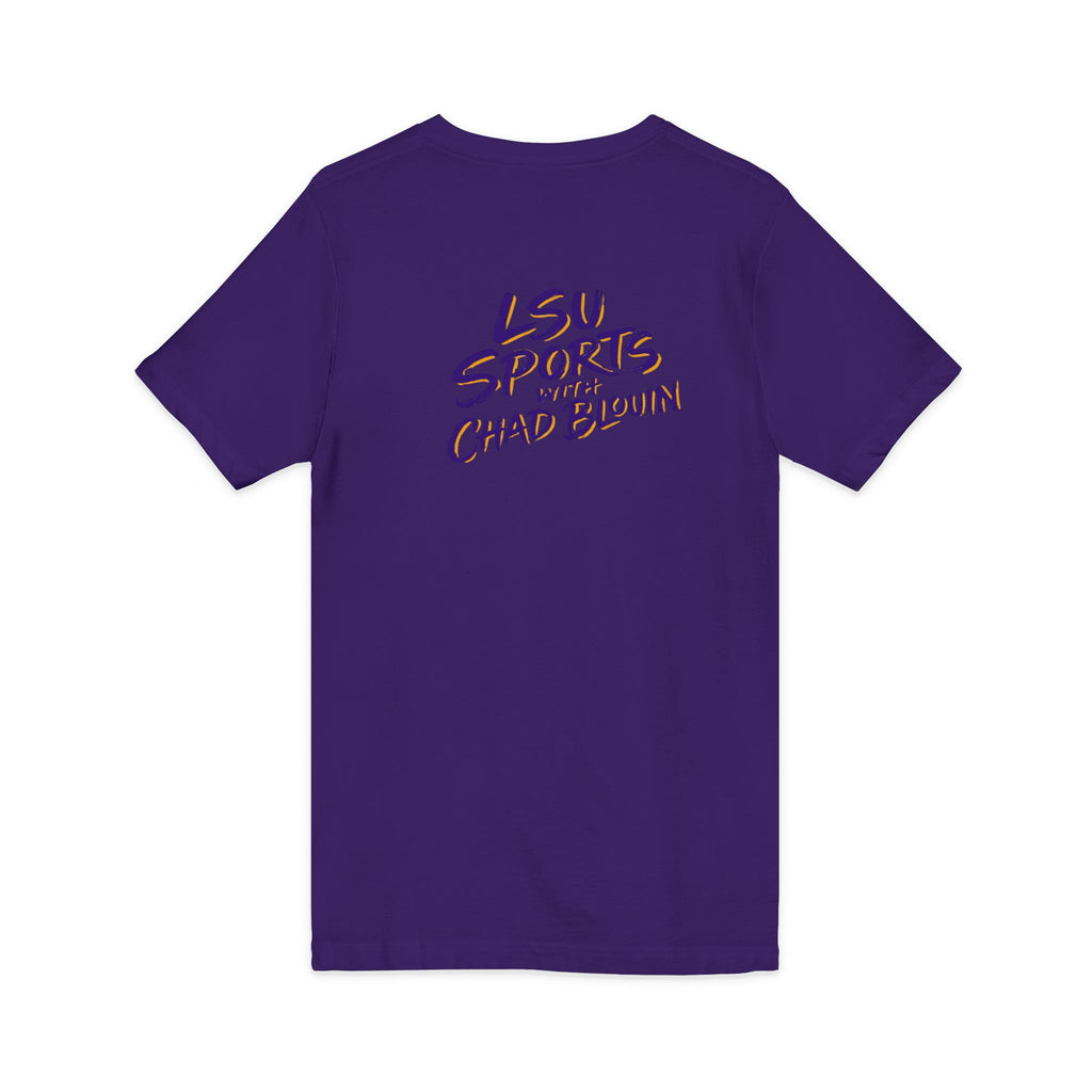 LSU Sports V-Neck Tee — "LSU Sports with Chad Blouin" Fan Shirt