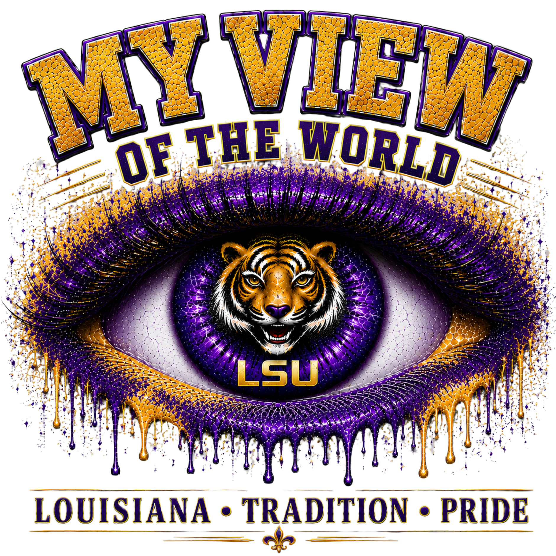 Copy of My View of the World LSU Inspired Shirt | Purple & Gold Tiger Eye Graphic Tee | Louisiana Football Fan Shirt | Game Day Back Print