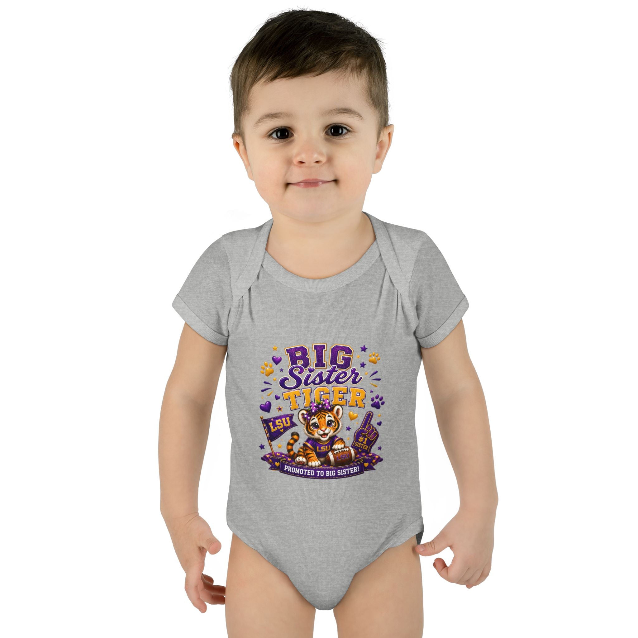 Big Sister Tiger Infant Bodysuit — LSU Inspired Baby Announcement