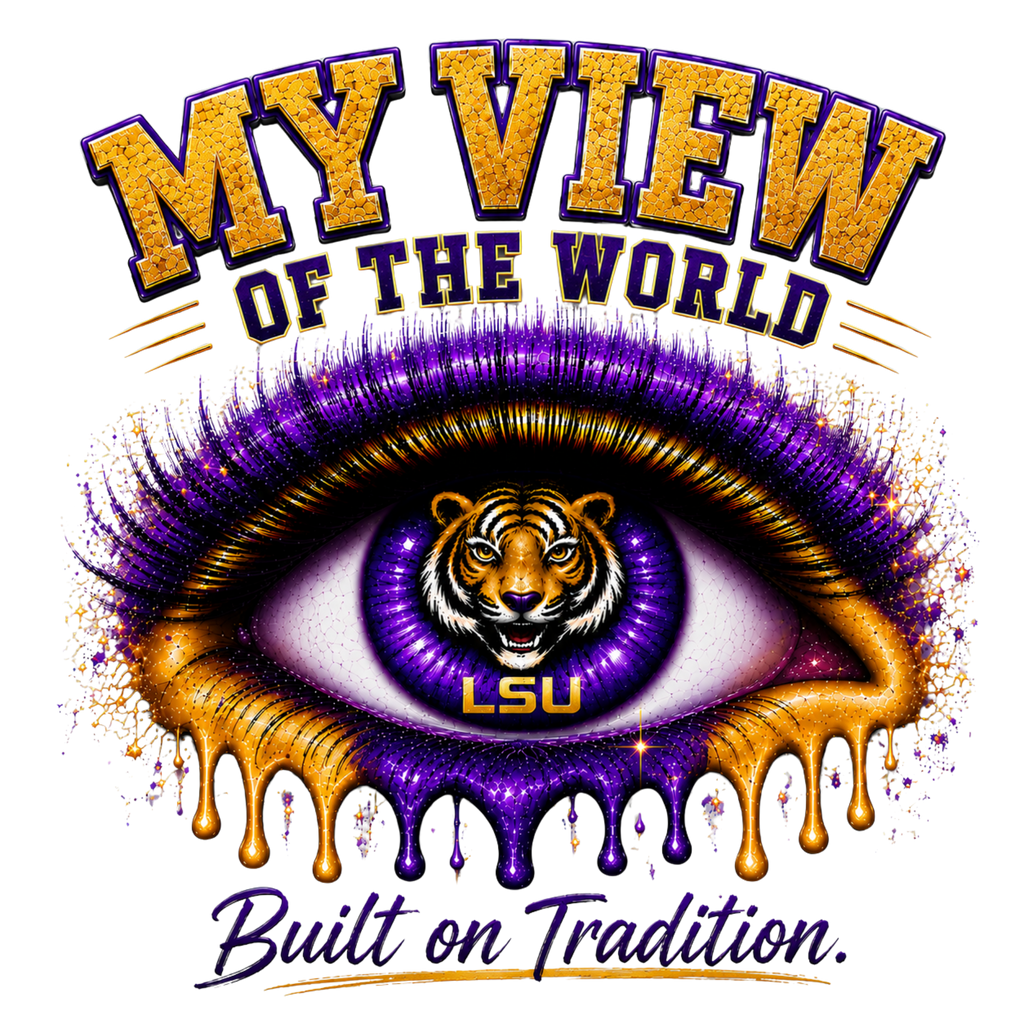 Copy of My View of the World LSU Inspired Shirt | Purple & Gold Tiger Eye Graphic Tee | Louisiana Football Fan Shirt | Game Day Back Print