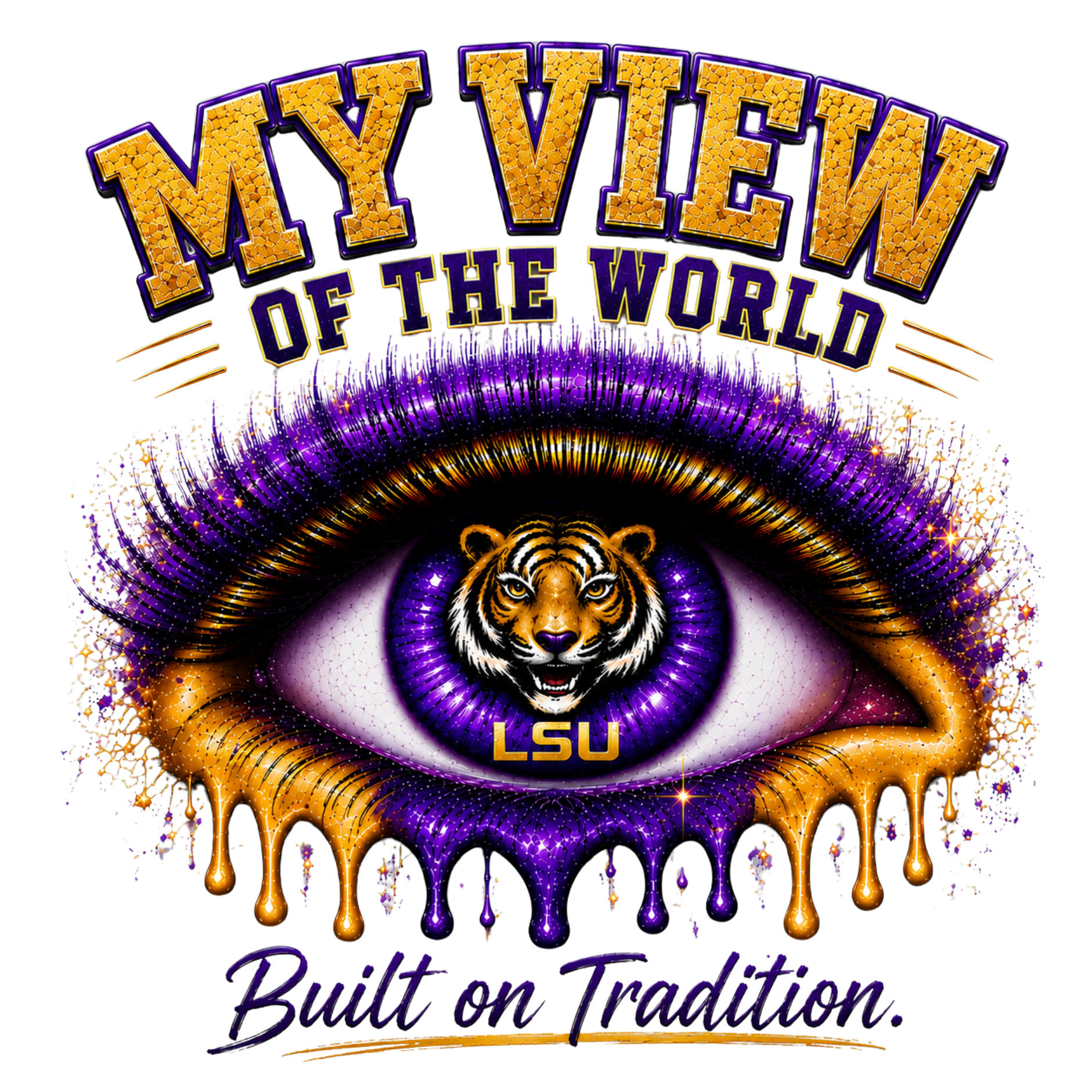 Copy of My View of the World LSU Inspired Shirt | Purple & Gold Tiger Eye Graphic Tee | Louisiana Football Fan Shirt | Game Day Back Print