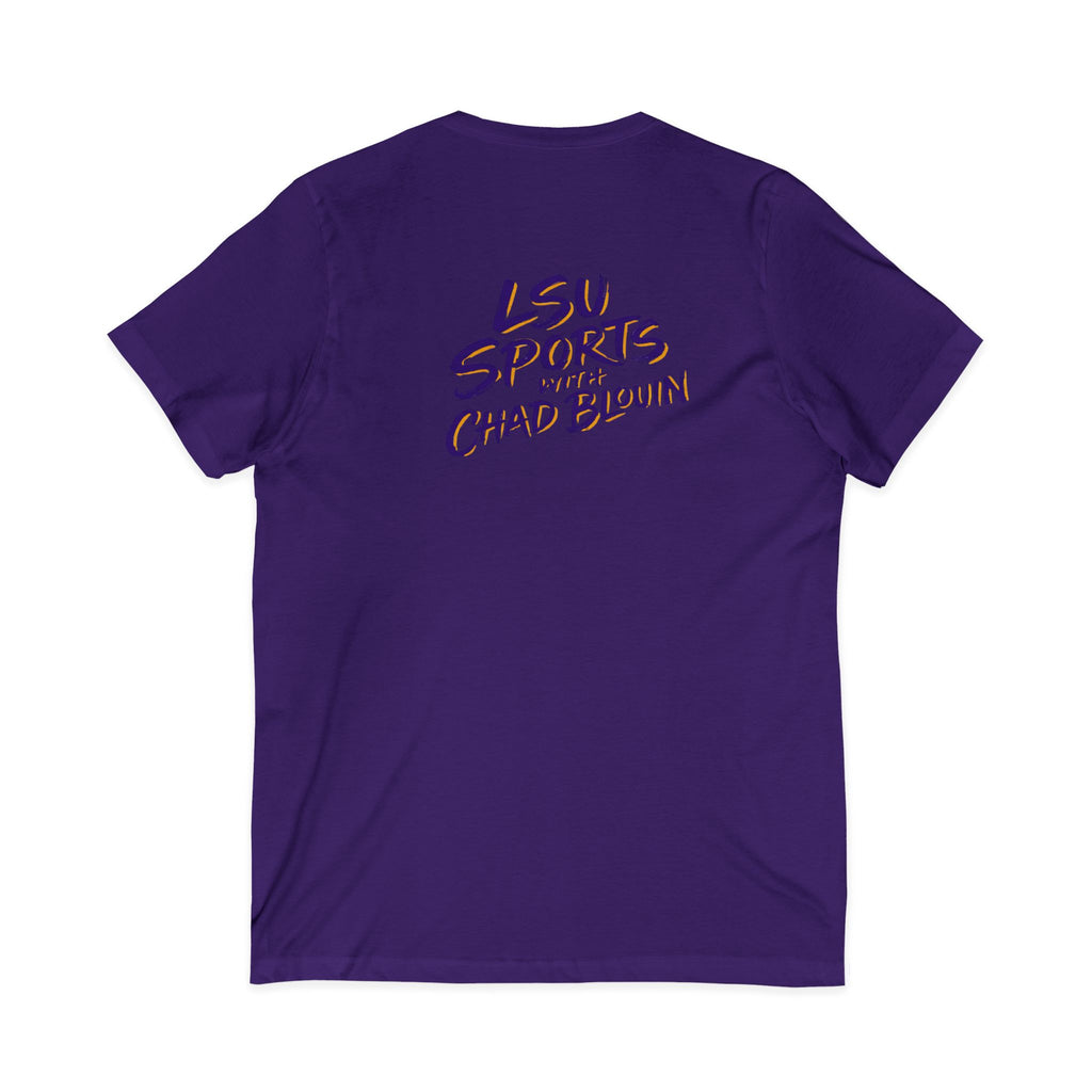 LSU Sports V-Neck Tee — "LSU Sports with Chad Blouin" Fan Shirt