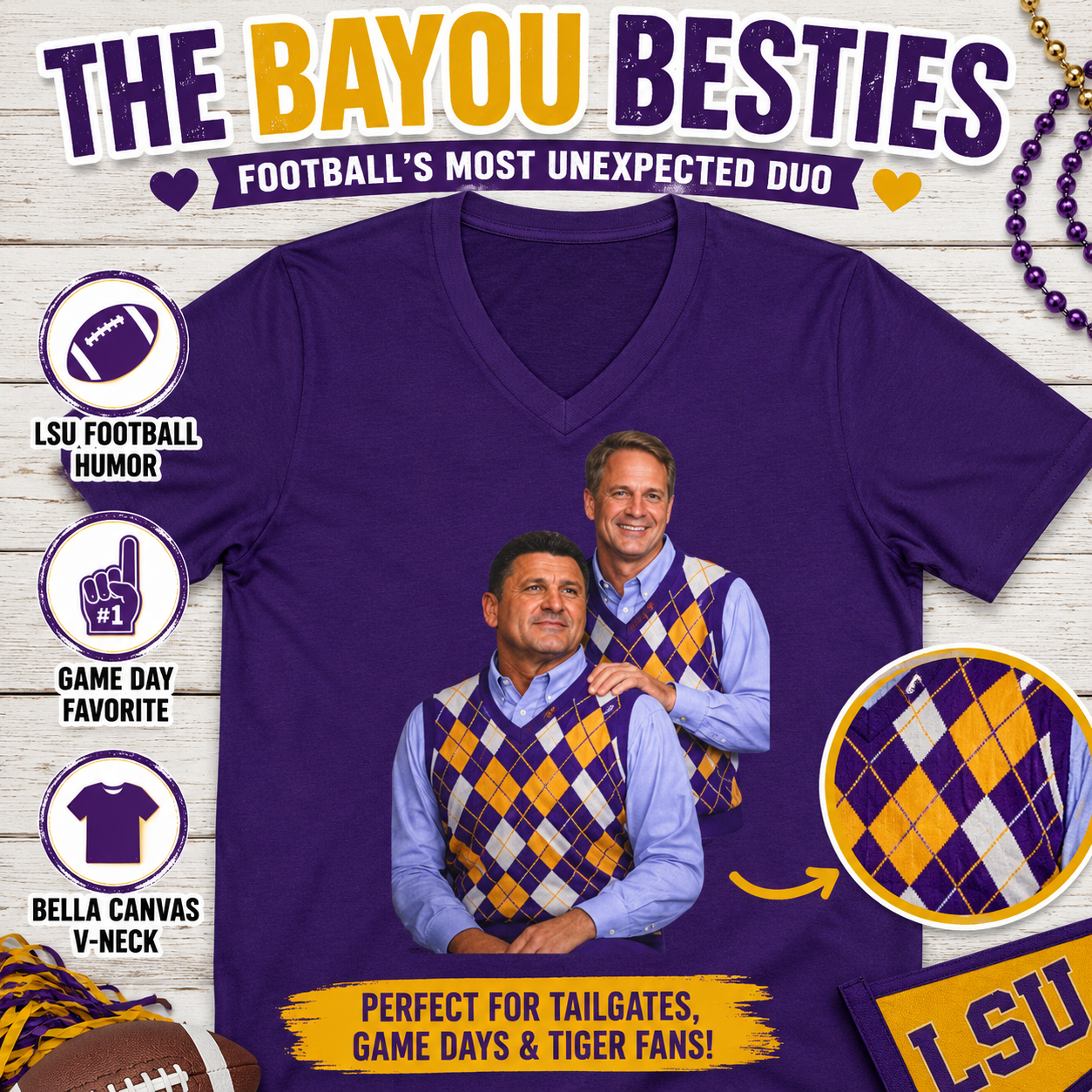 LSU Sports V-Neck Tee — "LSU Sports with Chad Blouin" Fan Shirt