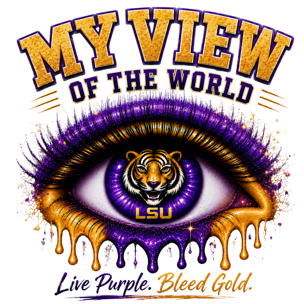 Copy of My View of the World LSU Inspired Shirt | Purple & Gold Tiger Eye Graphic Tee | Louisiana Football Fan Shirt | Game Day Back Print