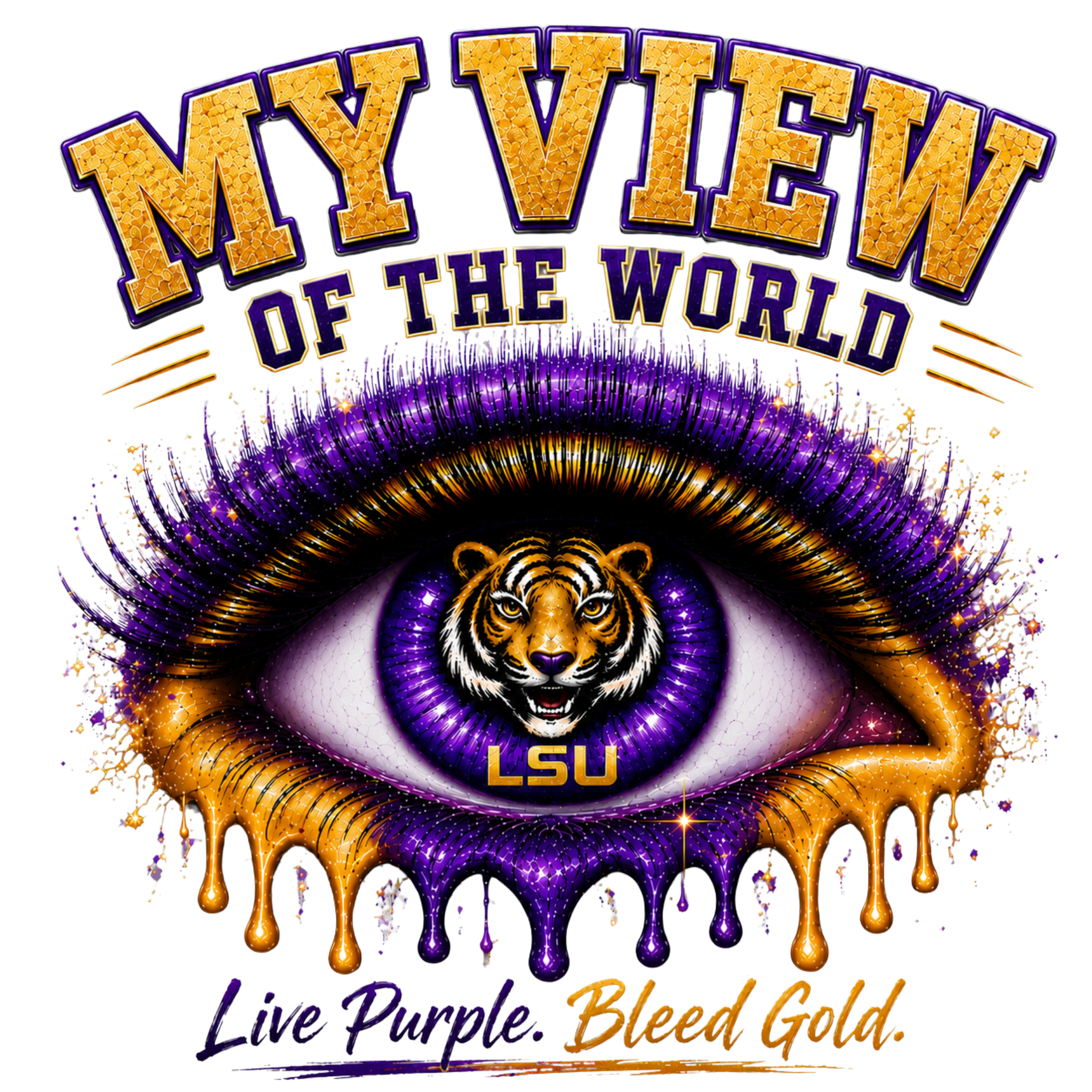 Copy of My View of the World LSU Inspired Shirt | Purple & Gold Tiger Eye Graphic Tee | Louisiana Football Fan Shirt | Game Day Back Print
