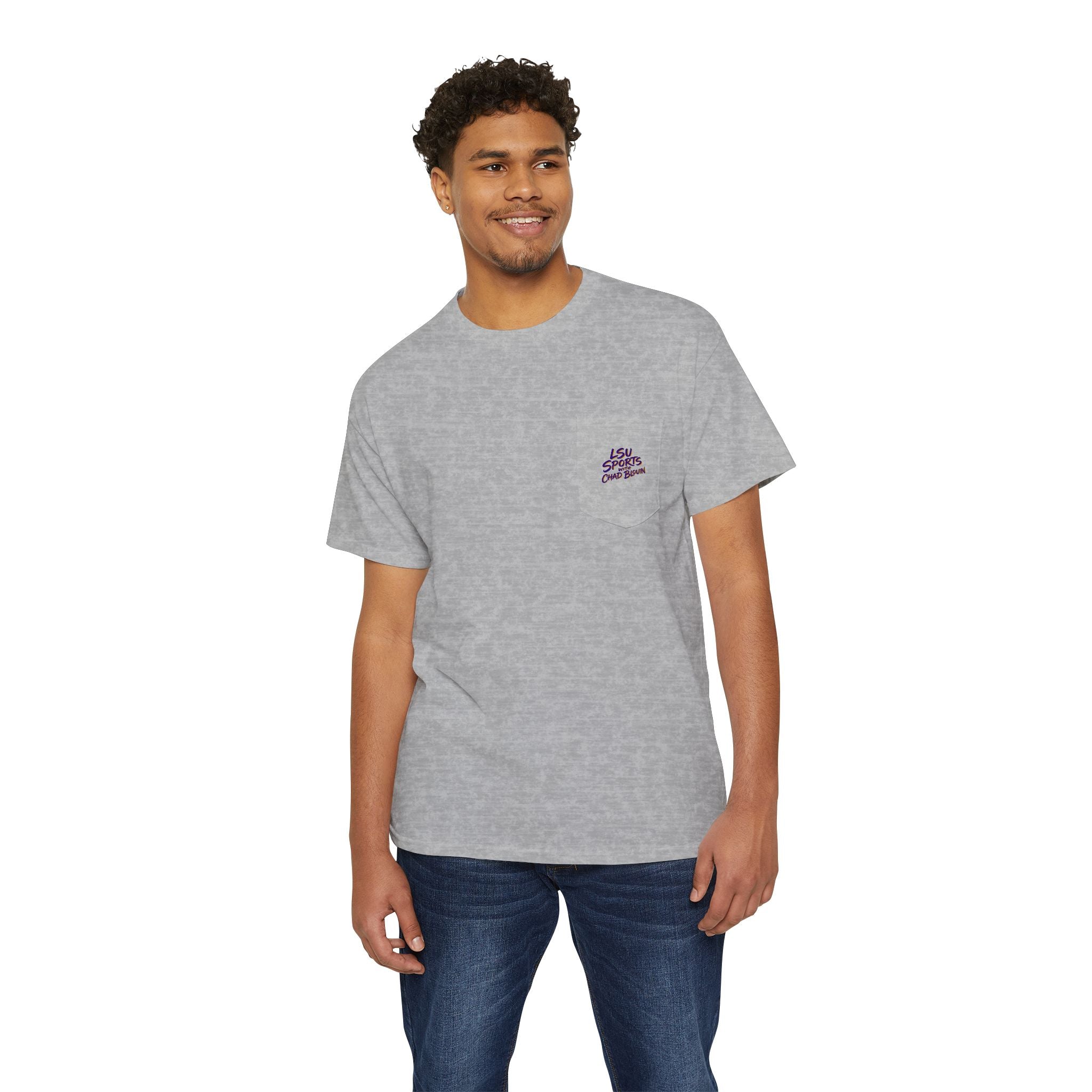 Pocket Graphic Tee — Small Yellow Lion Pocket Print