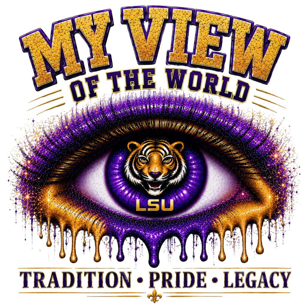 Copy of My View of the World LSU Inspired Shirt | Purple & Gold Tiger Eye Graphic Tee | Louisiana Football Fan Shirt | Game Day Back Print