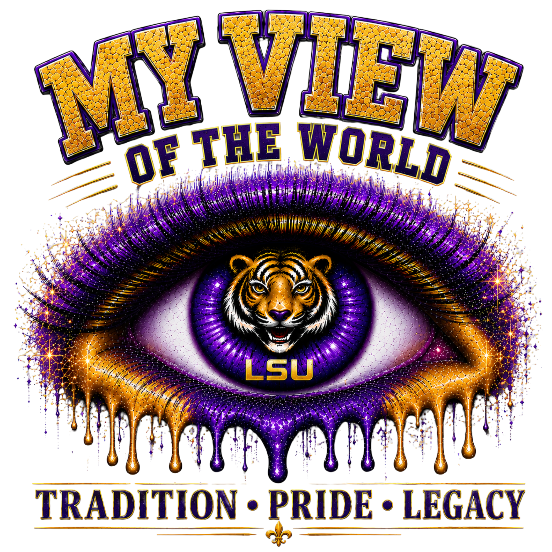 Copy of My View of the World LSU Inspired Shirt | Purple & Gold Tiger Eye Graphic Tee | Louisiana Football Fan Shirt | Game Day Back Print