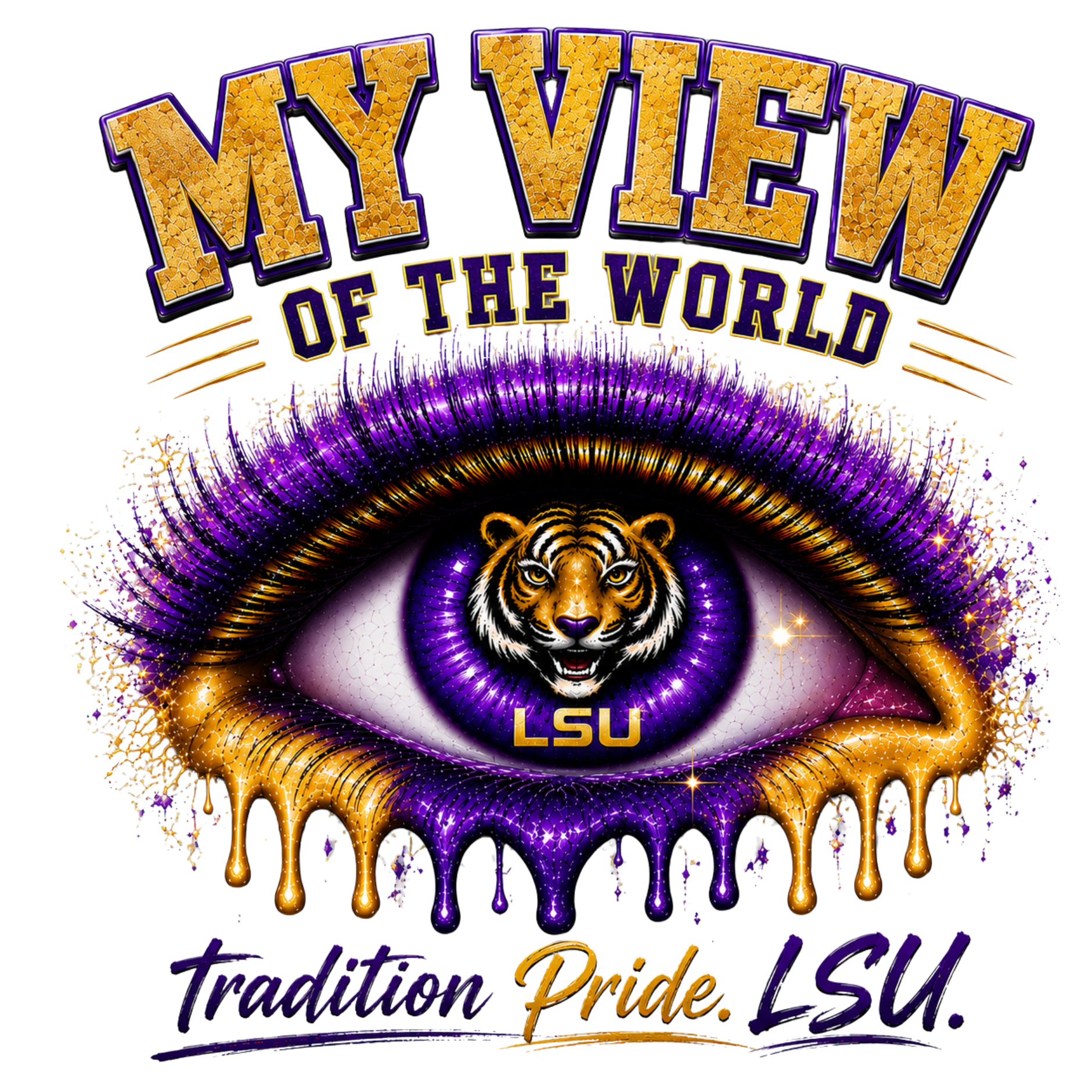 Copy of My View of the World LSU Inspired Shirt | Purple & Gold Tiger Eye Graphic Tee | Louisiana Football Fan Shirt | Game Day Back Print