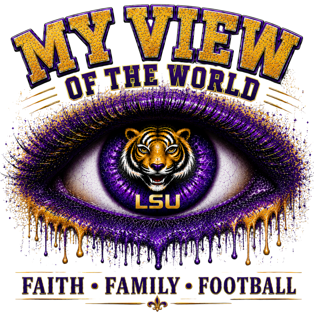 Copy of My View of the World LSU Inspired Shirt | Purple & Gold Tiger Eye Graphic Tee | Louisiana Football Fan Shirt | Game Day Back Print