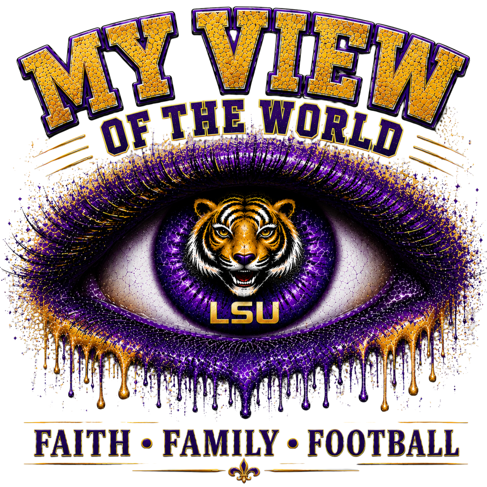 Copy of My View of the World LSU Inspired Shirt | Purple & Gold Tiger Eye Graphic Tee | Louisiana Football Fan Shirt | Game Day Back Print