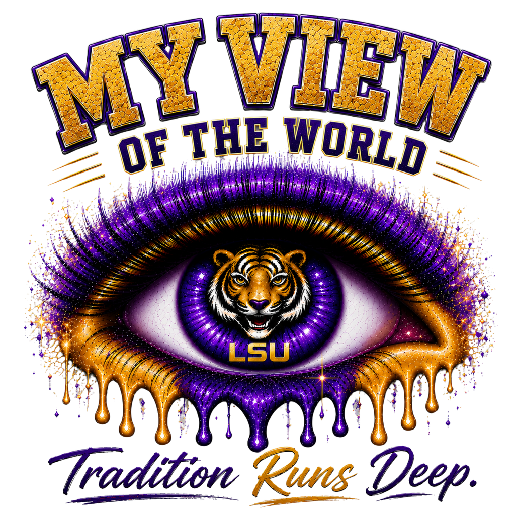 Copy of My View of the World LSU Inspired Shirt | Purple & Gold Tiger Eye Graphic Tee | Louisiana Football Fan Shirt | Game Day Back Print