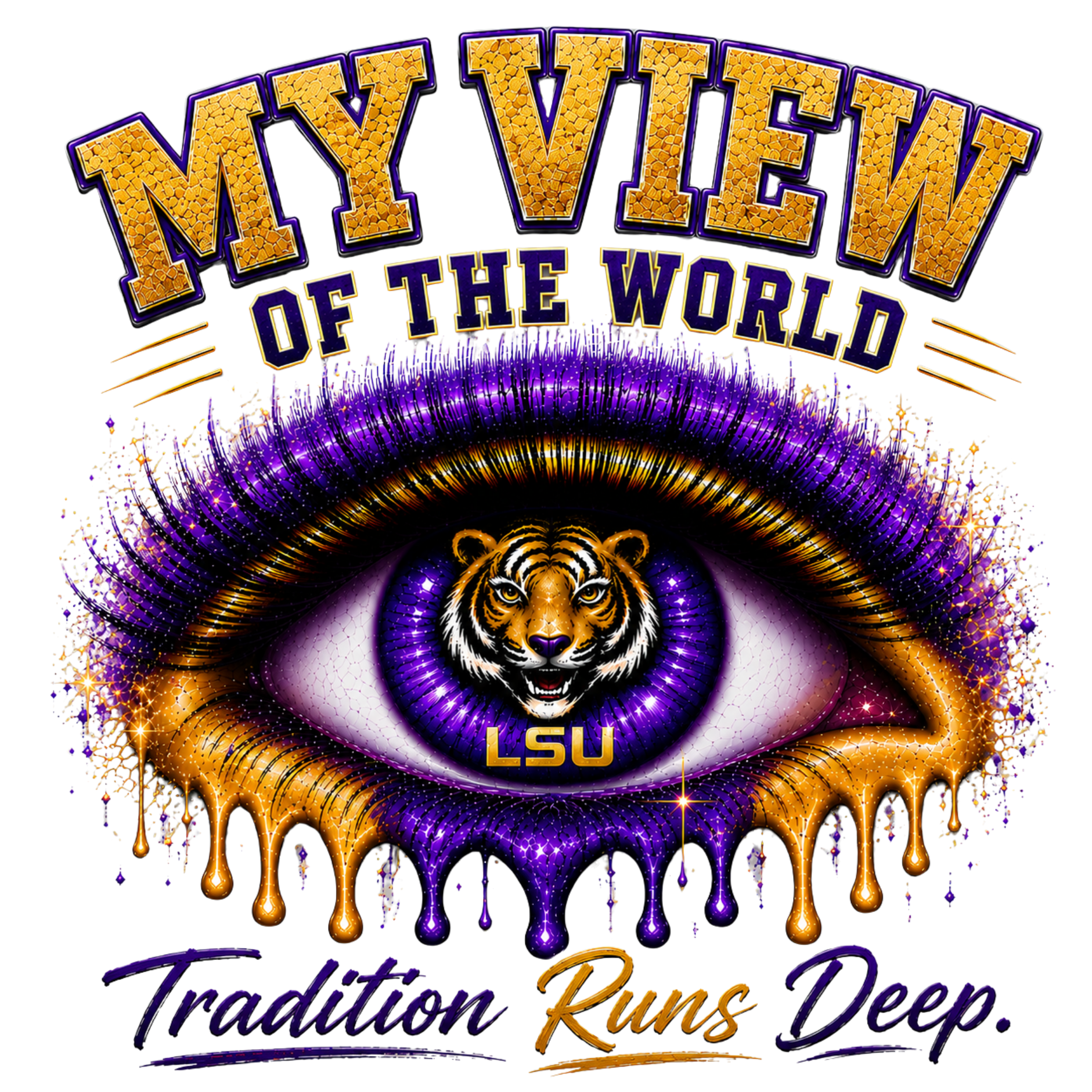 Copy of My View of the World LSU Inspired Shirt | Purple & Gold Tiger Eye Graphic Tee | Louisiana Football Fan Shirt | Game Day Back Print